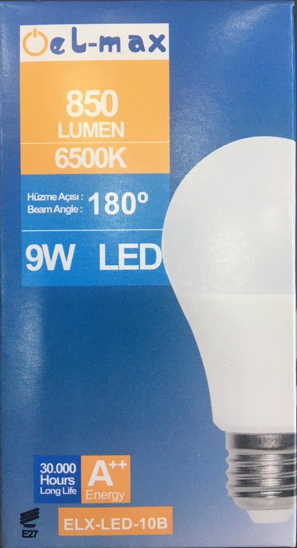 9W Beyaz Led Ampul EL-MAX 850 lümen IP20