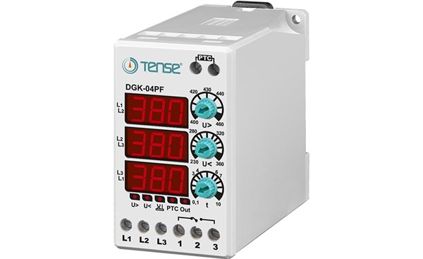 Tense DGK-04PF Trifaze Dijital Aşırı - Düşük Gerilim Kontrol Rölesi (Faz Sırası - PTC)