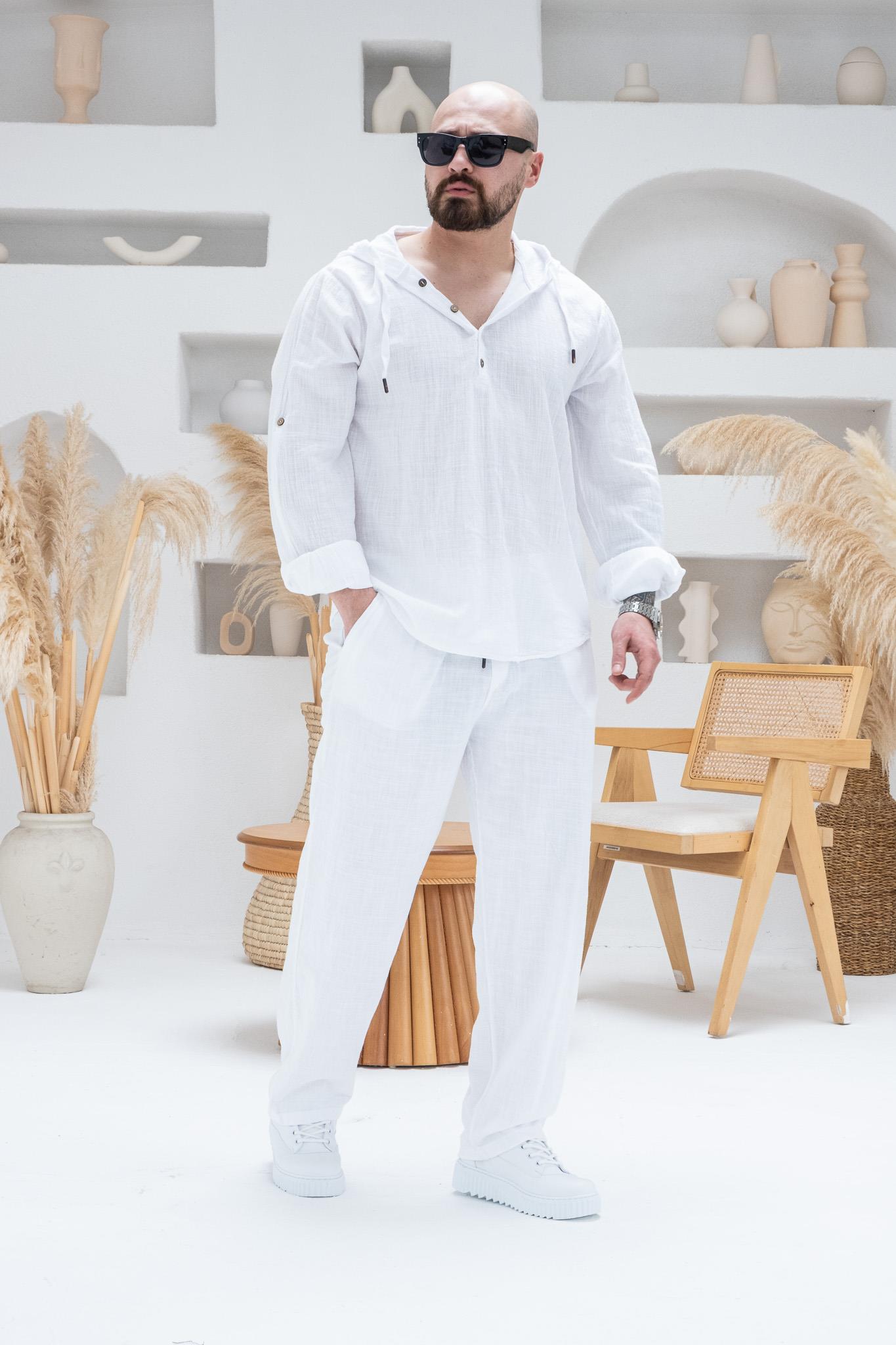 %100 Pamuk Keten Kapüşonlu Alt Üst Takım (TKB42)