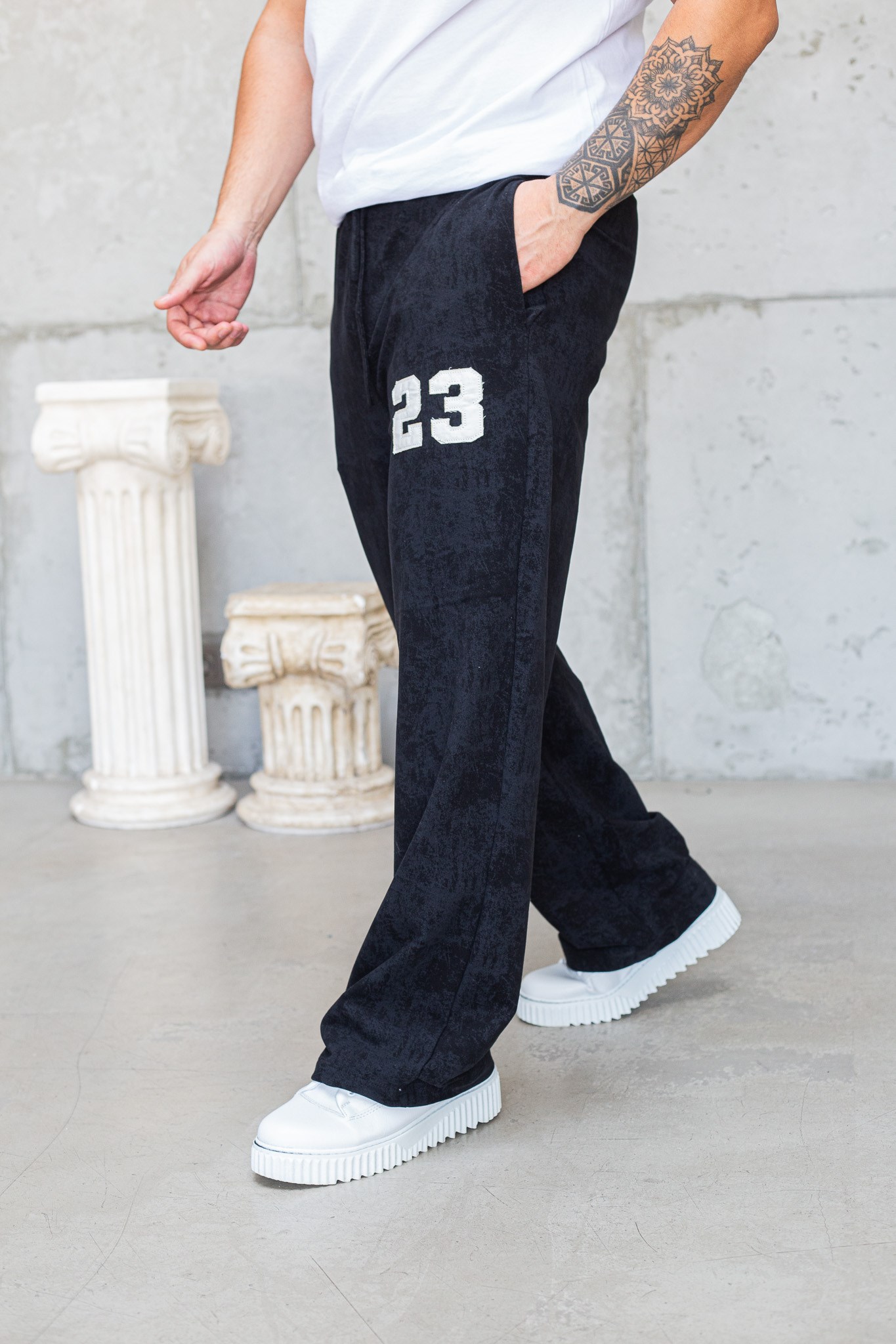 23 Detaylı Eskitme Efektli Baggy Erkek Eşofman Altı (JGS74)