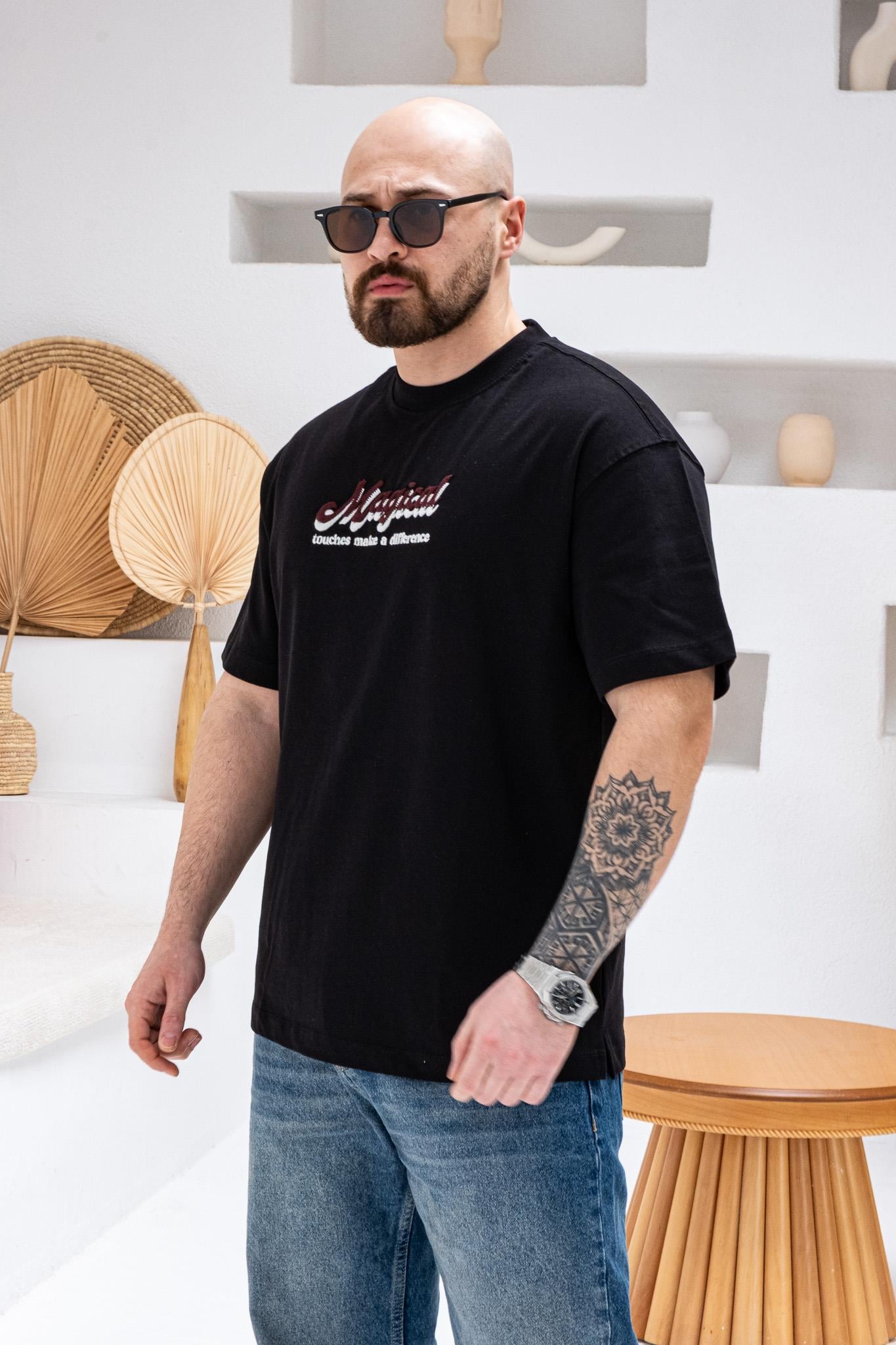 A Kalite Göğüs Sırt Baskılı Ve Nakışlı Oversize T-shirt(TSS67)