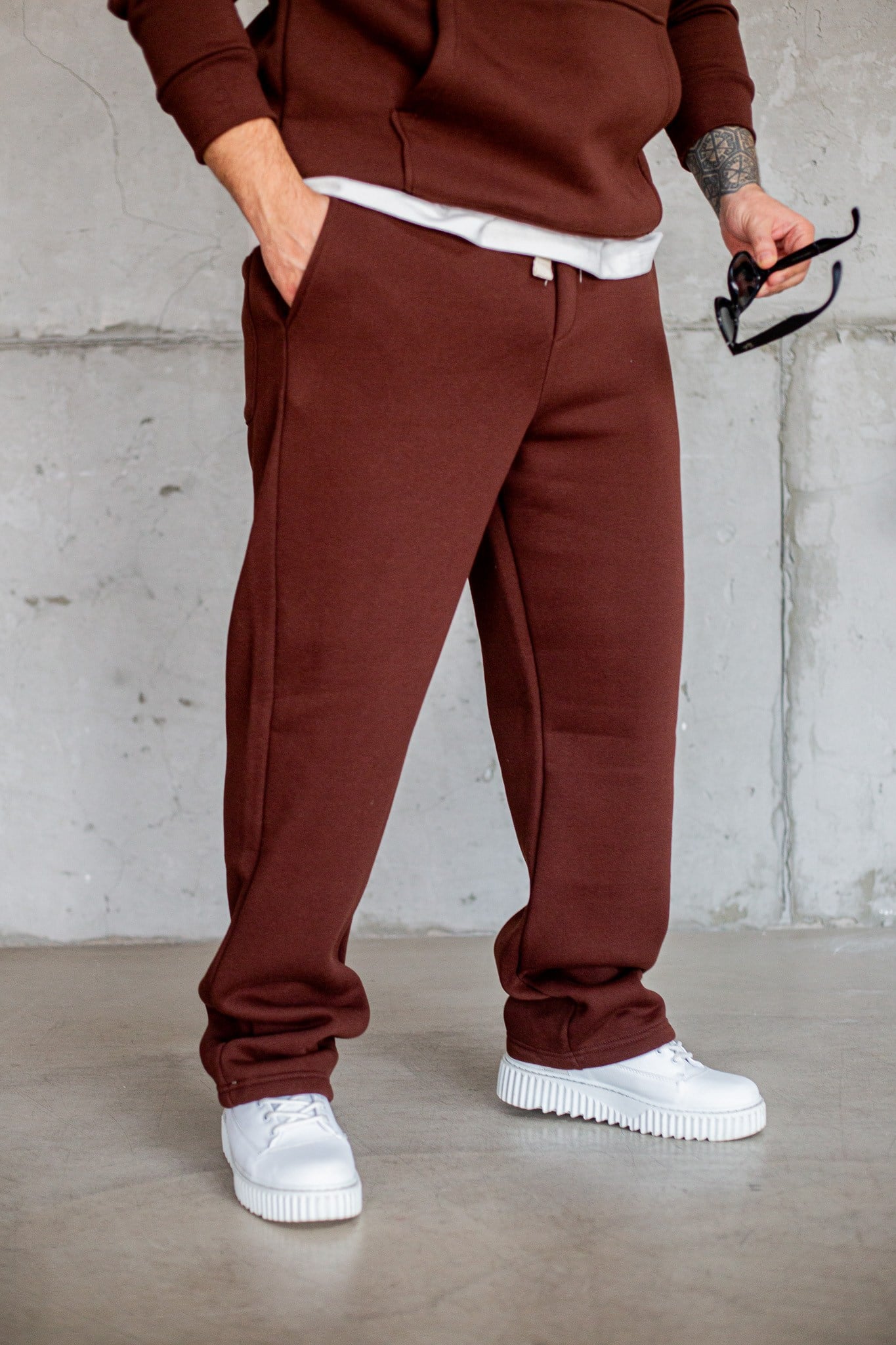 Baggy Kalıp 3 İplik Şardonlu Kumaş Eşofman (JGKA81)