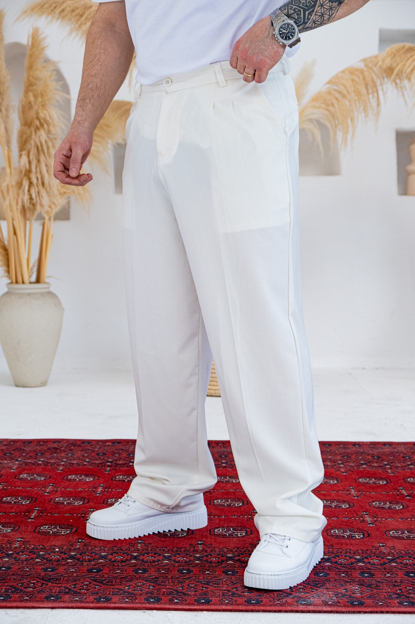 Baggy Kalıp Pile Detaylı Kumaş Pantolon (JGB55)