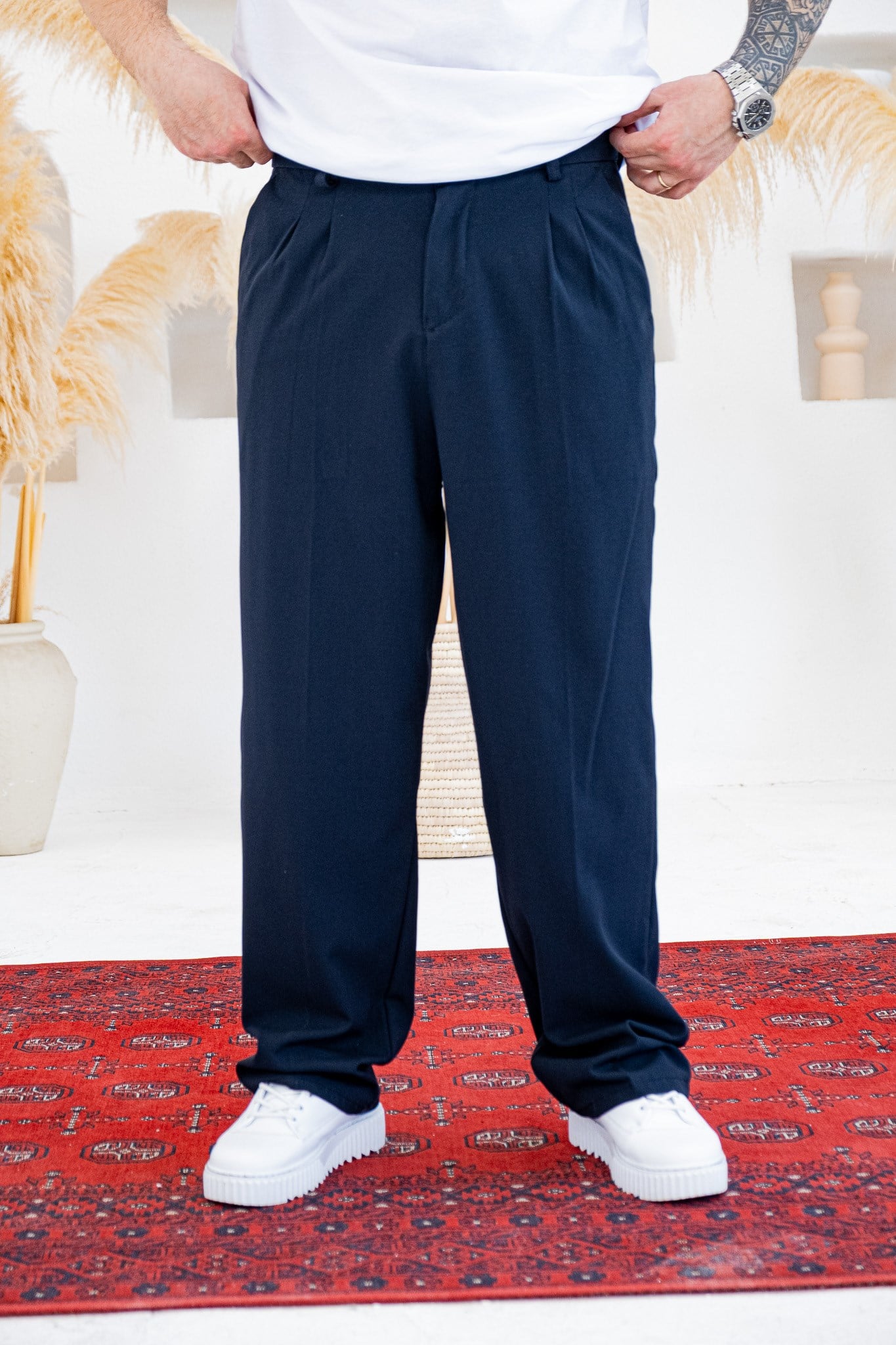 Baggy Kalıp Pile Detaylı Kumaş Pantolon (JGL55)