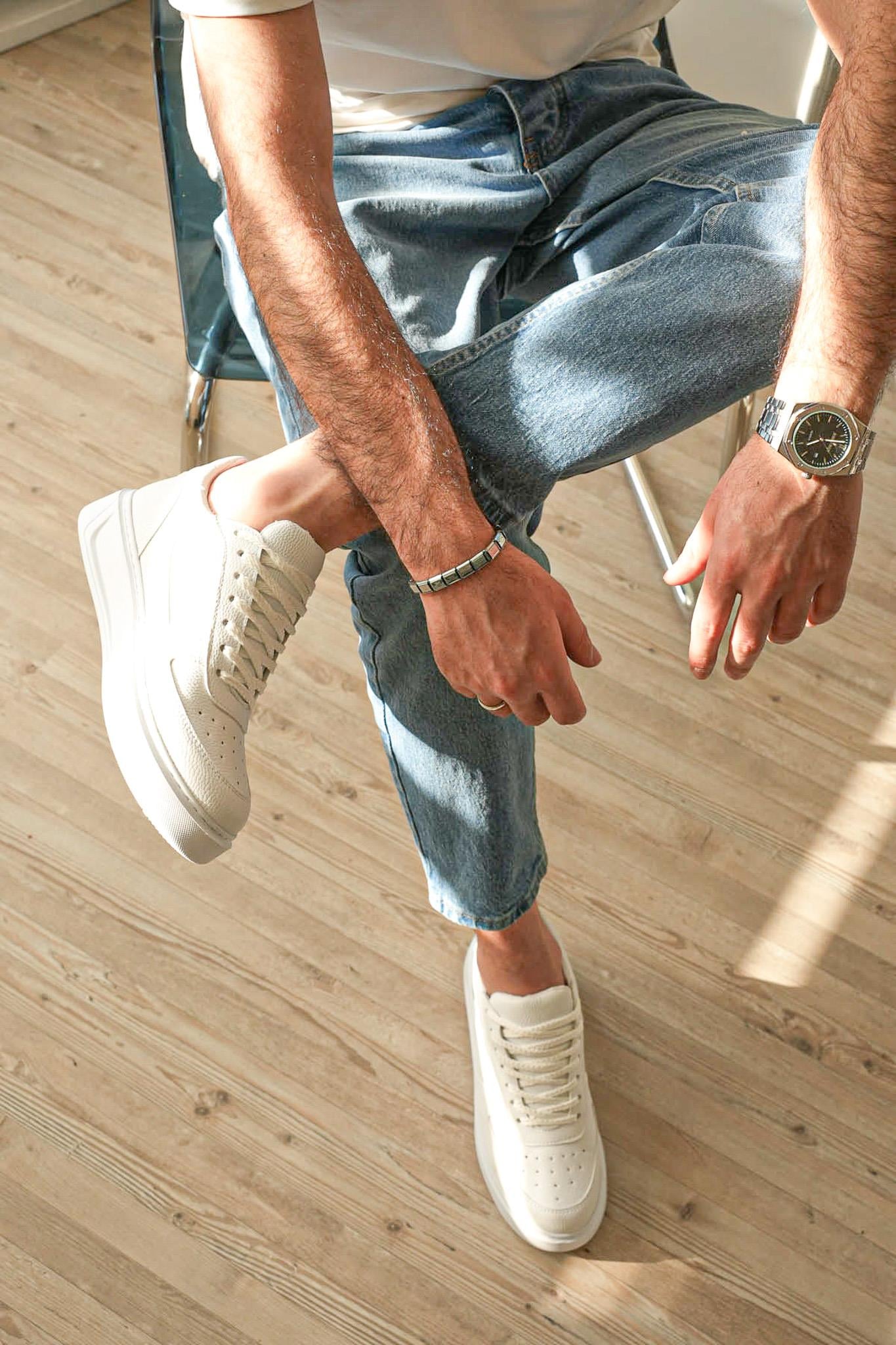 Beyaz Deri Erkek Sneaker (AYKB11)