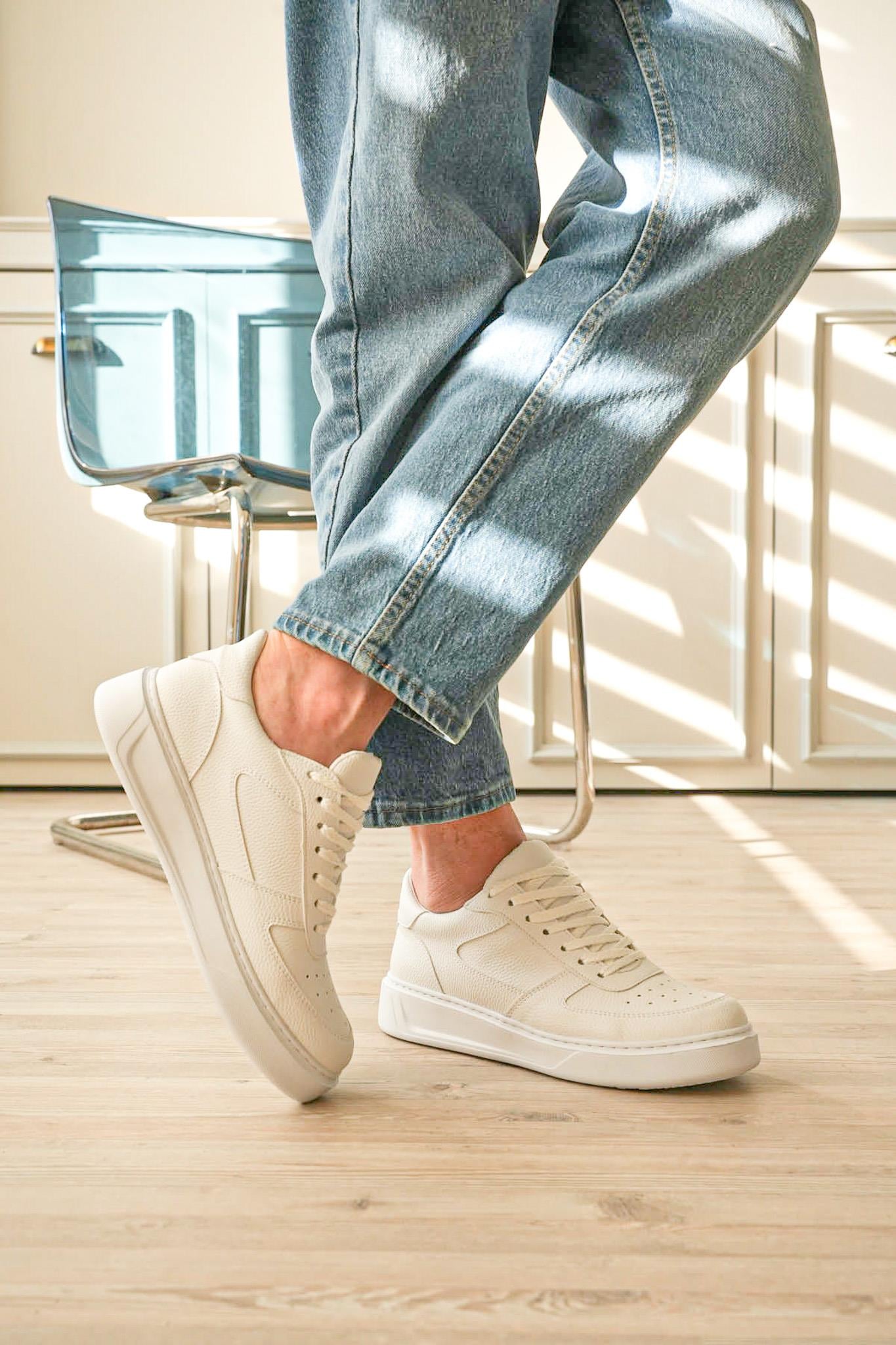 Beyaz Deri Erkek Sneaker (AYKB11)