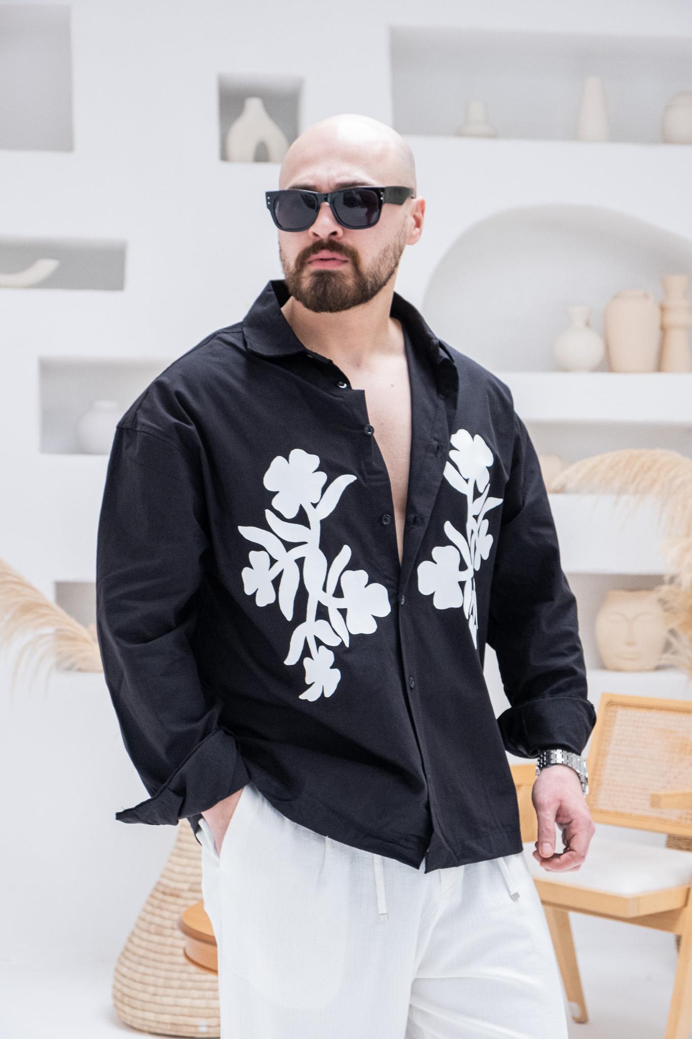 Çiçek Baskılı Rahat Kalıp Gömlek (GMS91)