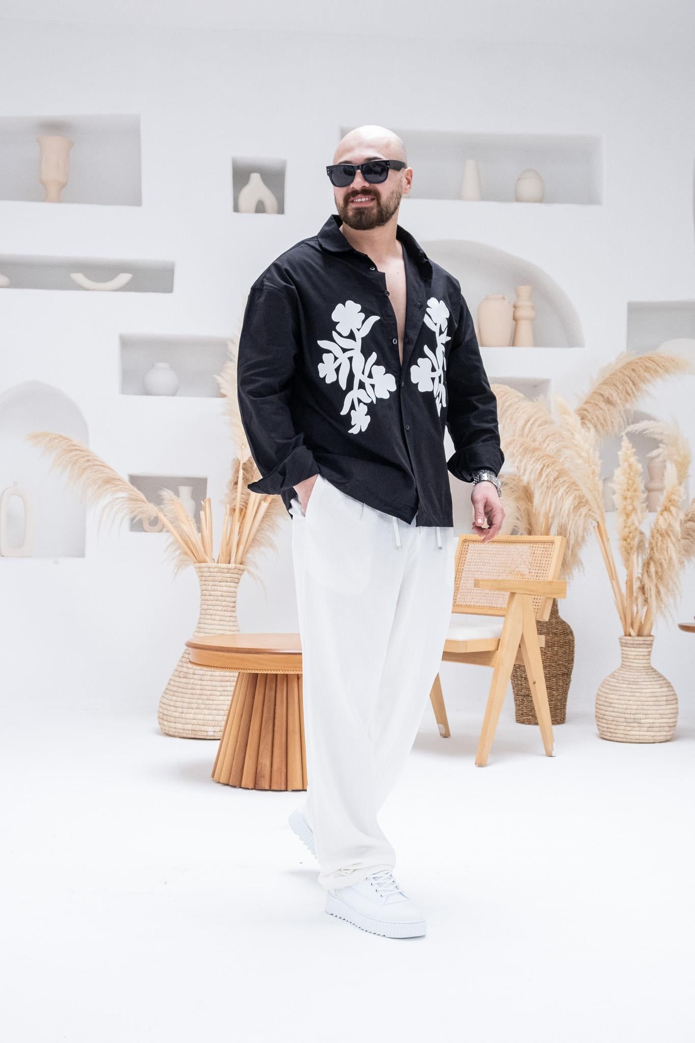 Çiçek Baskılı Rahat Kalıp Gömlek (GMS91)