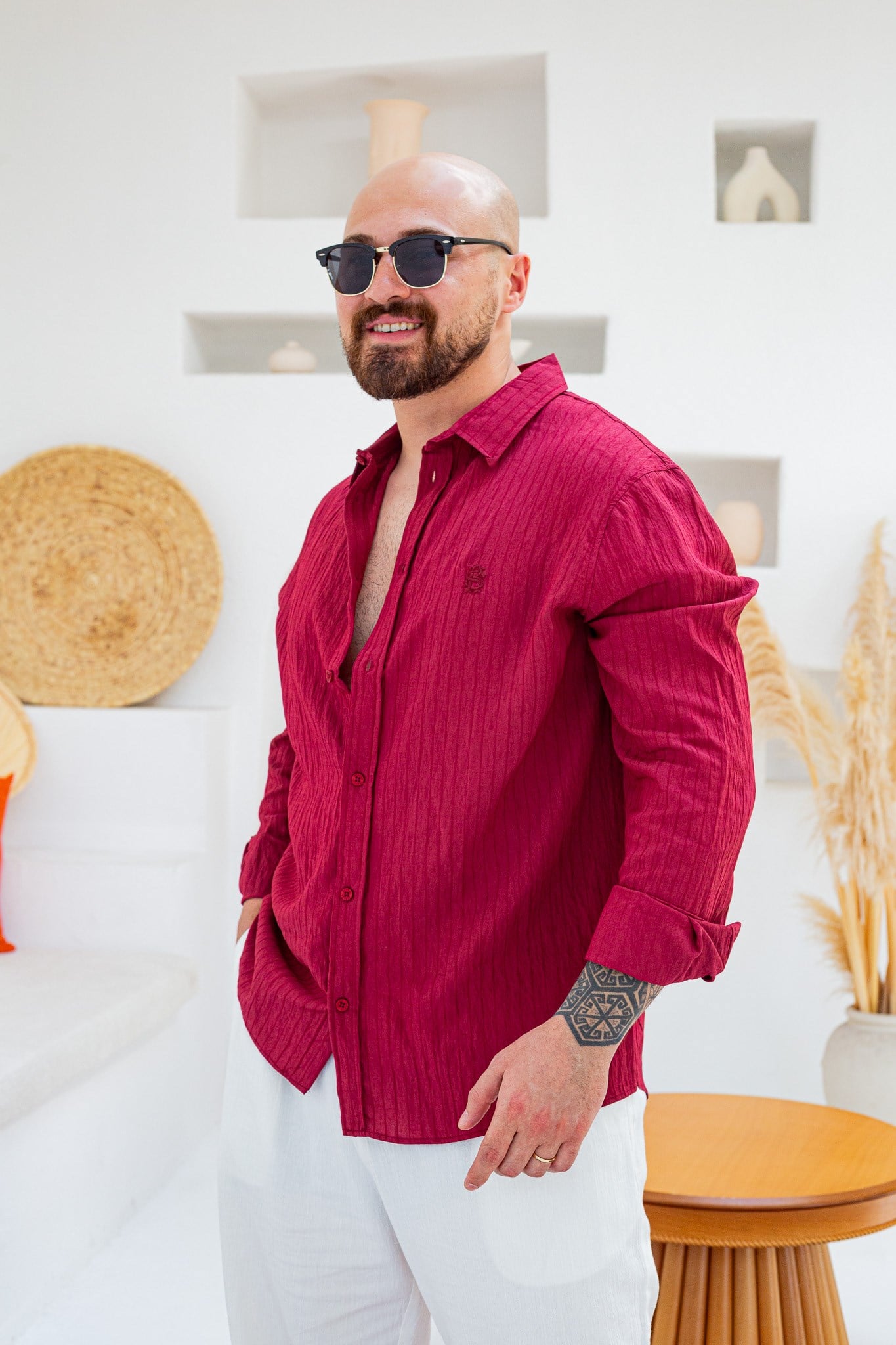 Striped Likralı Model Fabric Shirt(GMBO134)