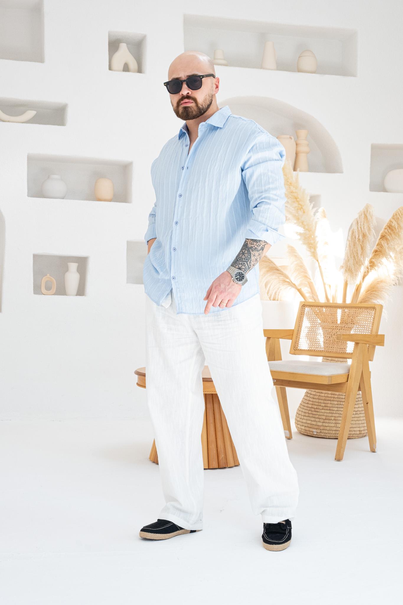 Striped Modal Fabric Relaxed Fit Shirt (GMM84)