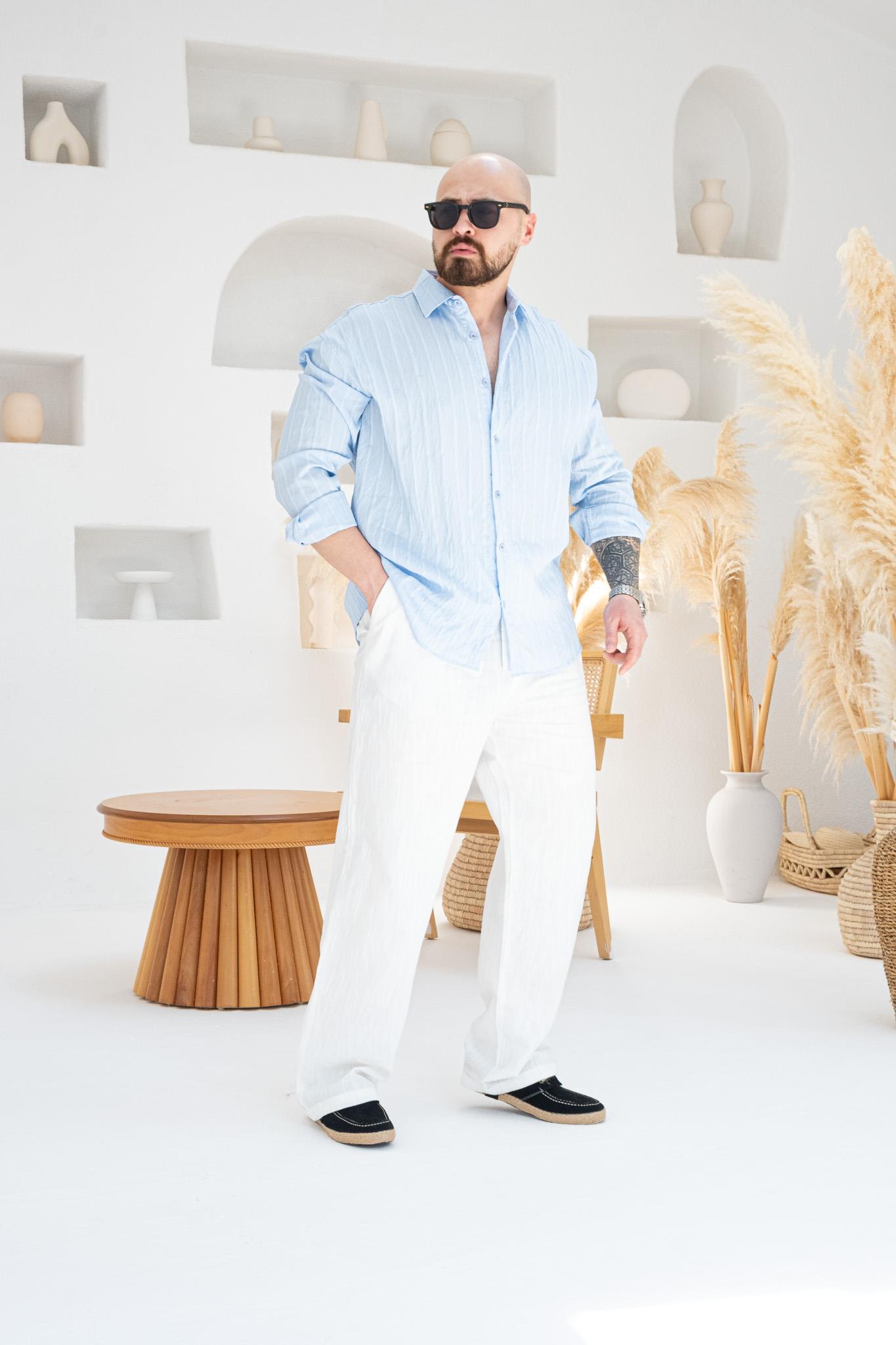 Striped Modal Fabric Relaxed Fit Shirt (GMM84)