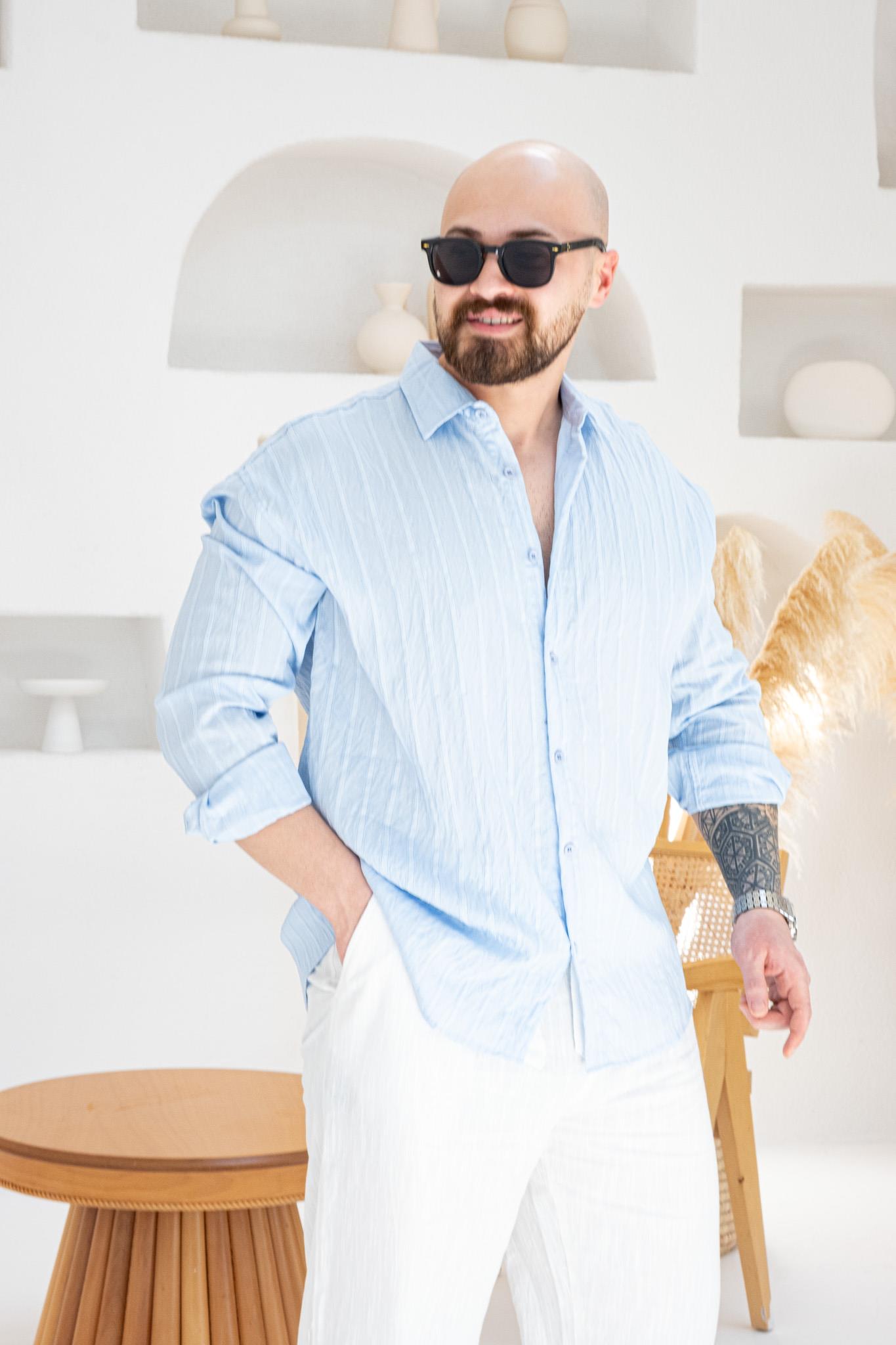 Striped Modal Fabric Relaxed Fit Shirt (GMM84)