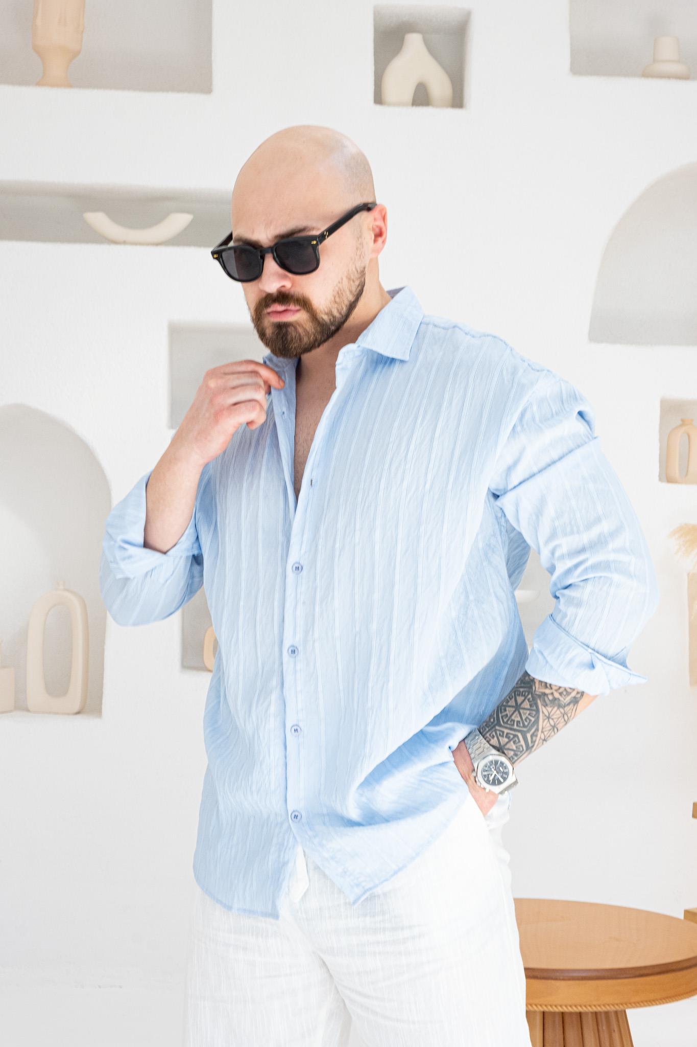 Striped Modal Fabric Relaxed Fit Shirt (GMM84)
