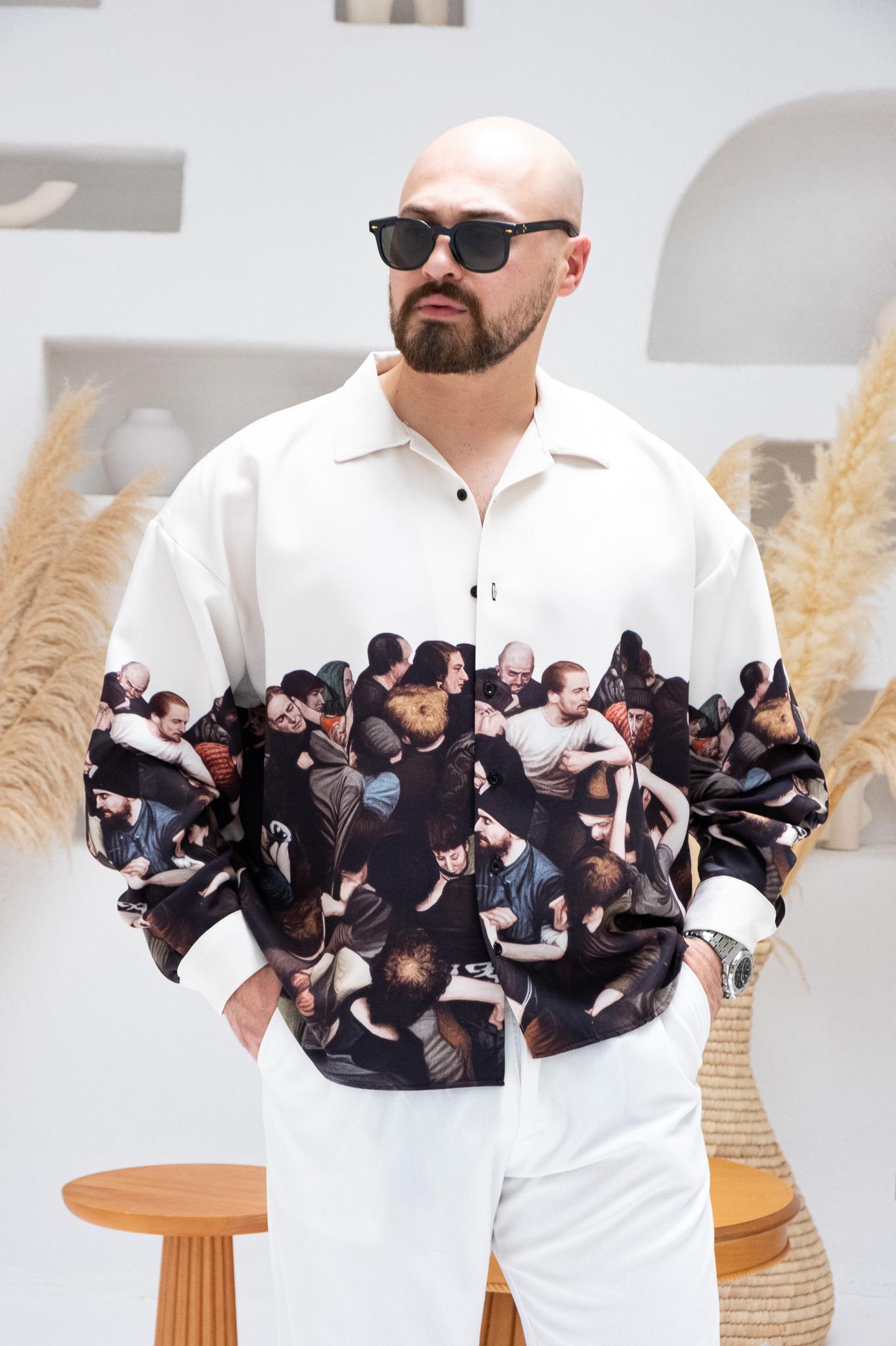 Desenli Dubble Hürrem Kumaş Oversize Gömlek (GM78)