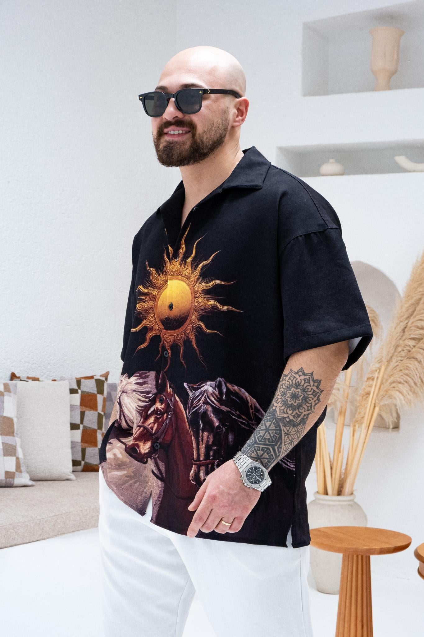 Desenli Dubble Hürrem Kumaş Oversize Gömlek (GM71)