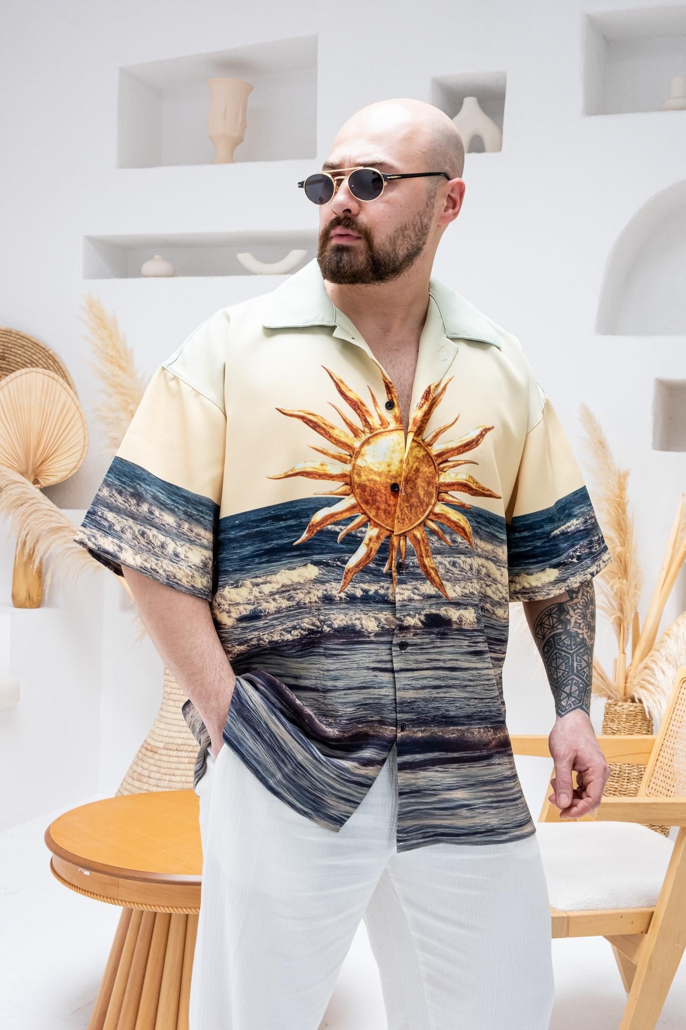 Desenli Dubble Hürrem Kumaş Oversize Gömlek (GM95)