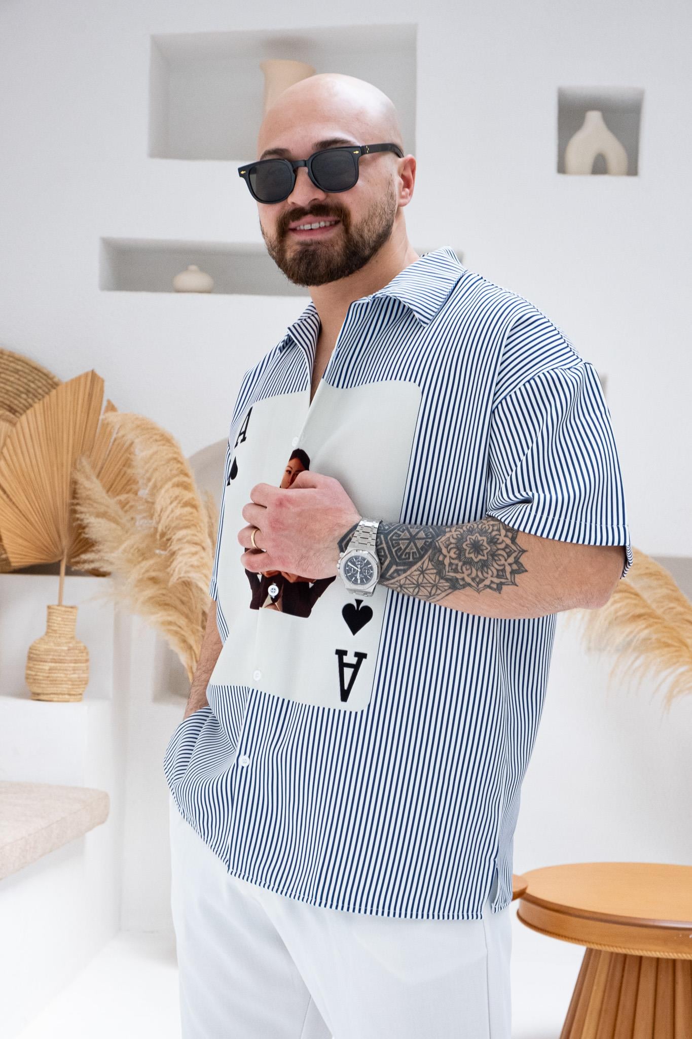 Desenli Dubble Hürrem Kumaş Oversize Gömlek (GM73)