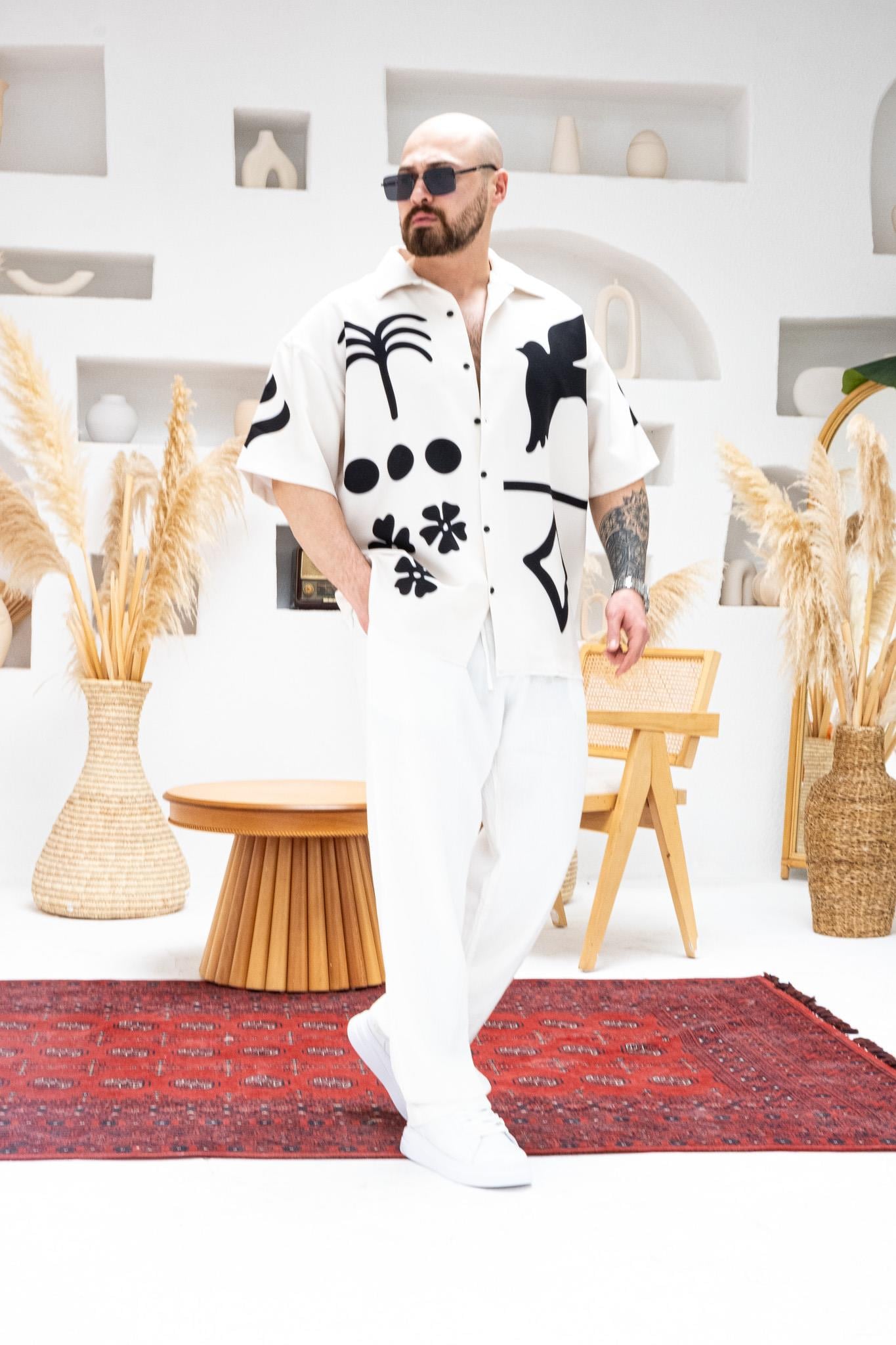 Desenli Dubble Hürrem Kumaş Oversize Gömlek (GM102)