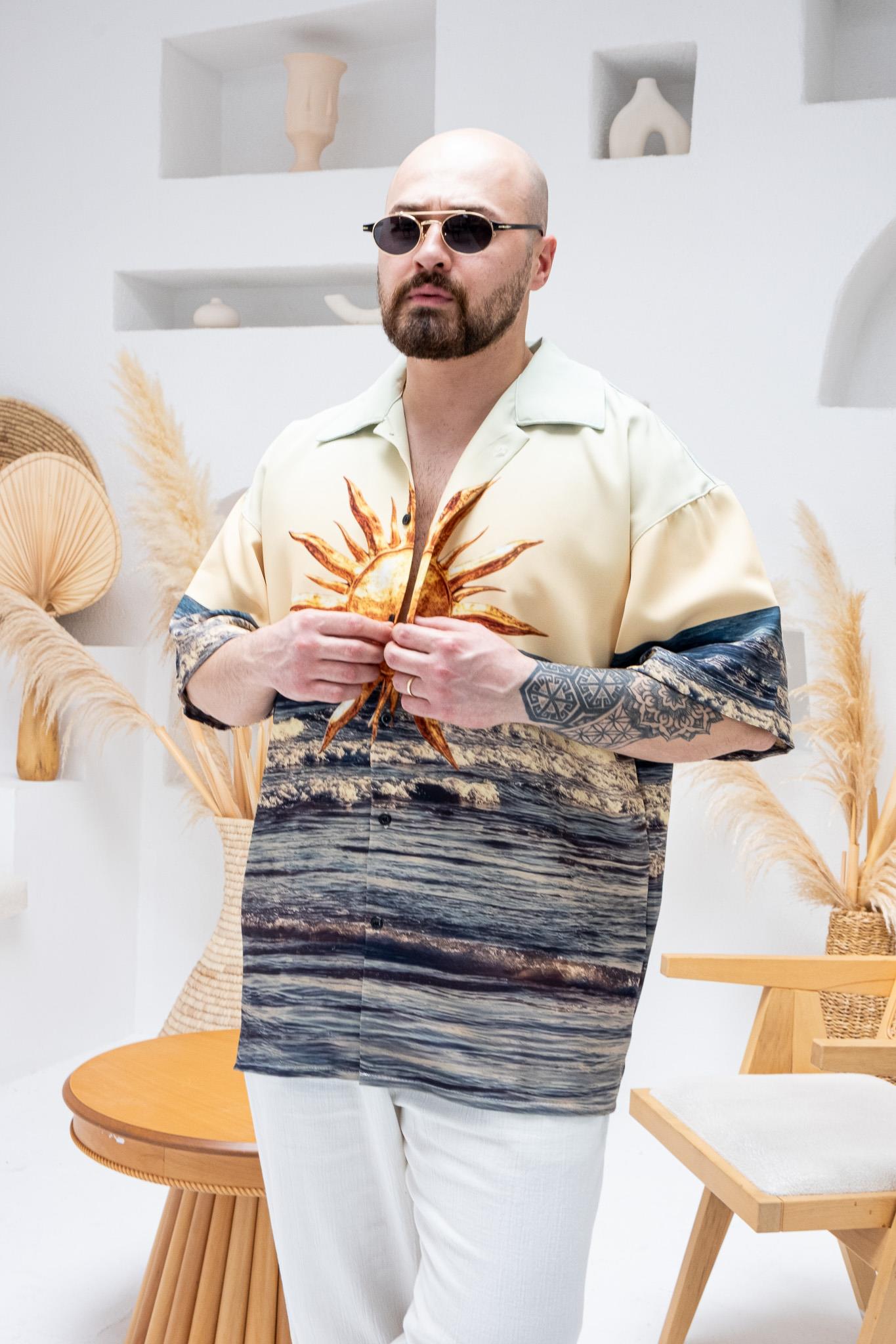 Desenli Dubble Hürrem Kumaş Oversize Gömlek (GM95)