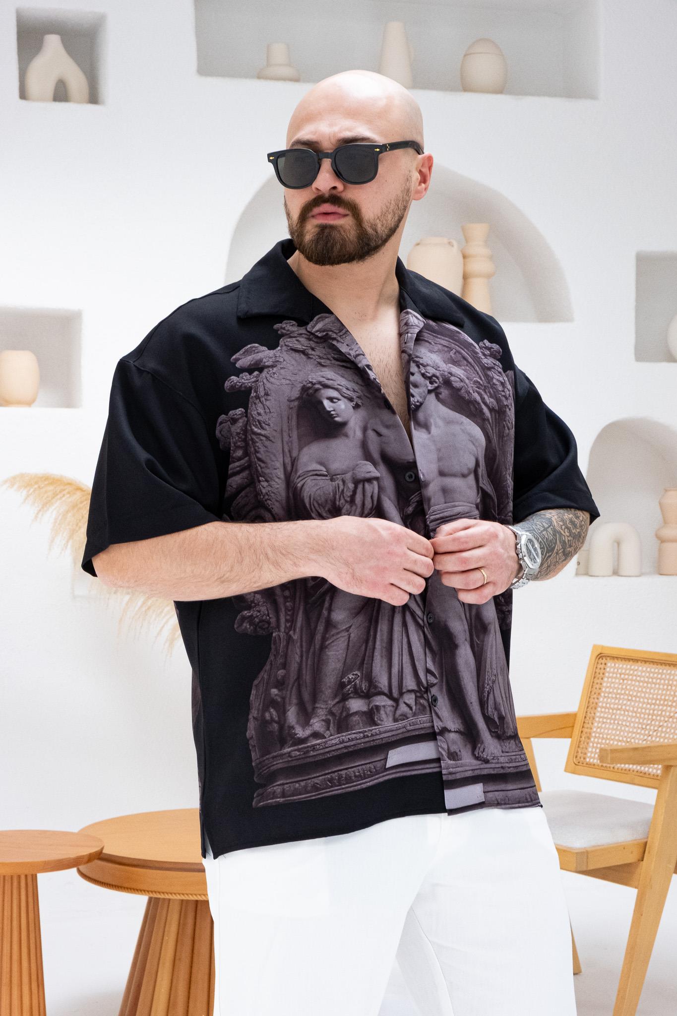 Desenli Dubble Hürrem Kumaş Oversize Gömlek (GM75)
