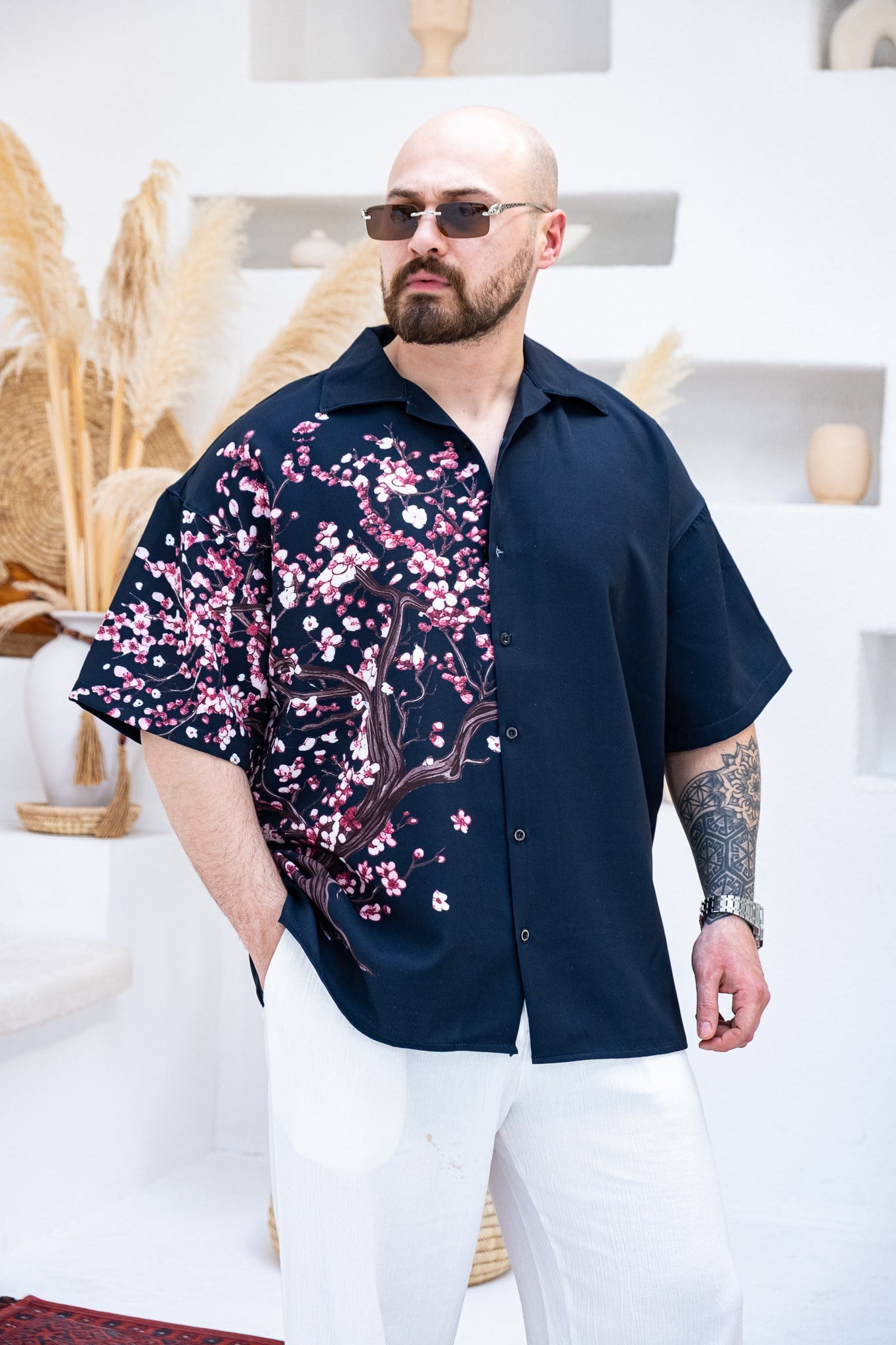 Desenli Dubble Hürrem Kumaş Oversize Gömlek (GM114)