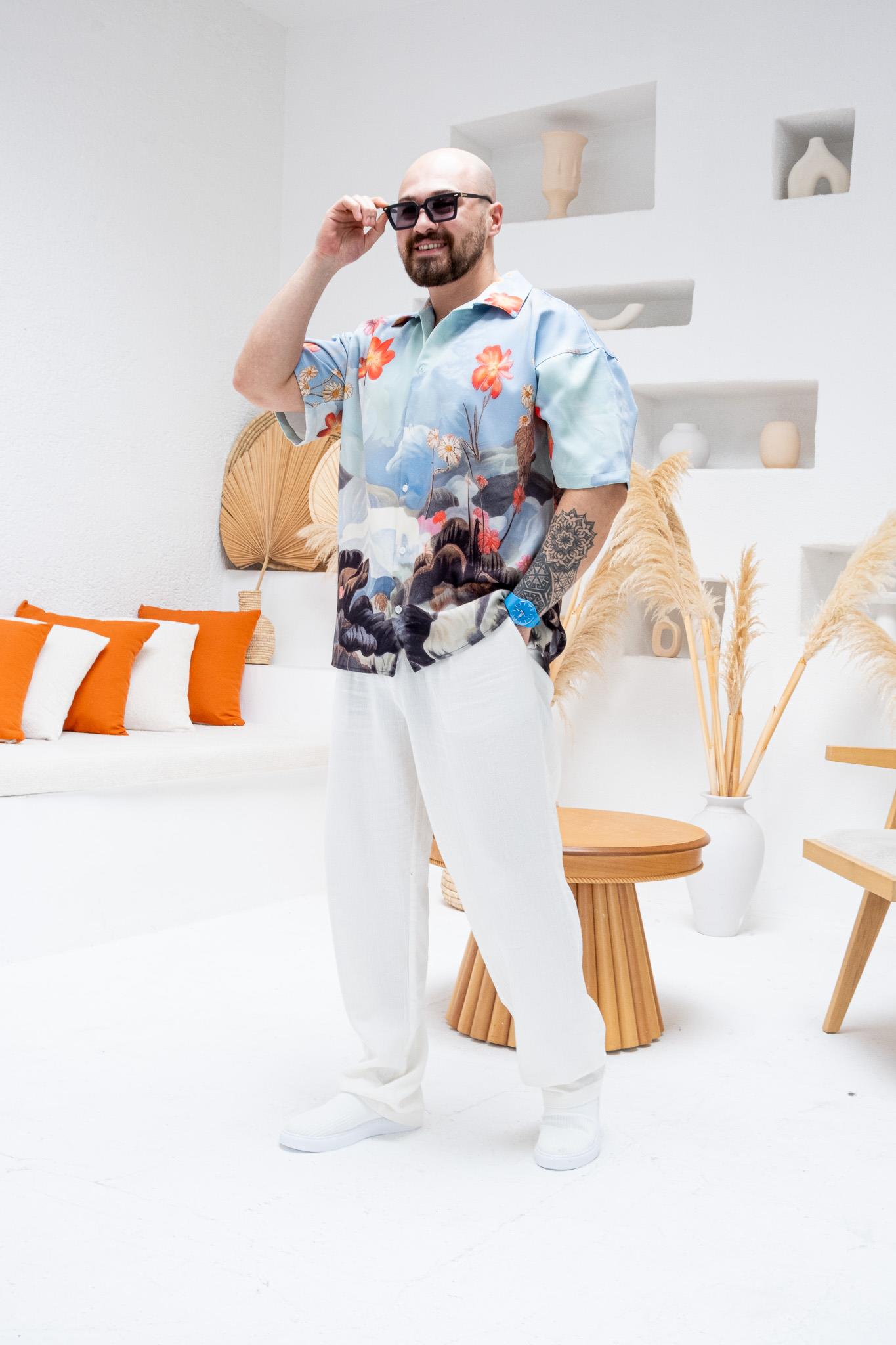 Desenli Dubble Hürrem Kumaş Oversize Gömlek (GM93)