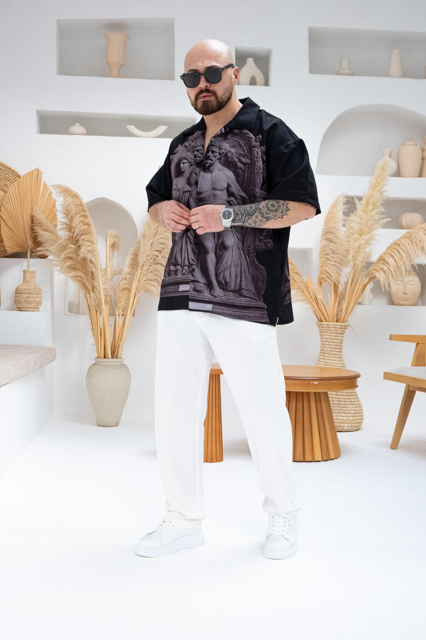 Desenli Dubble Hürrem Kumaş Oversize Gömlek (GM75)