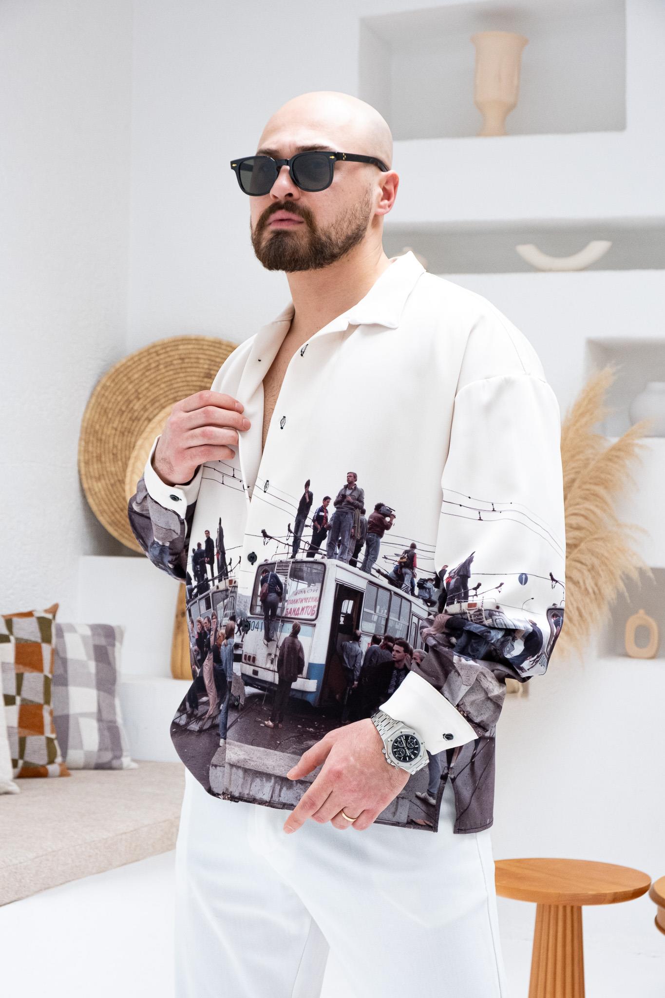 Desenli Dubble Hürrem Kumaş Oversize Gömlek (GM77)