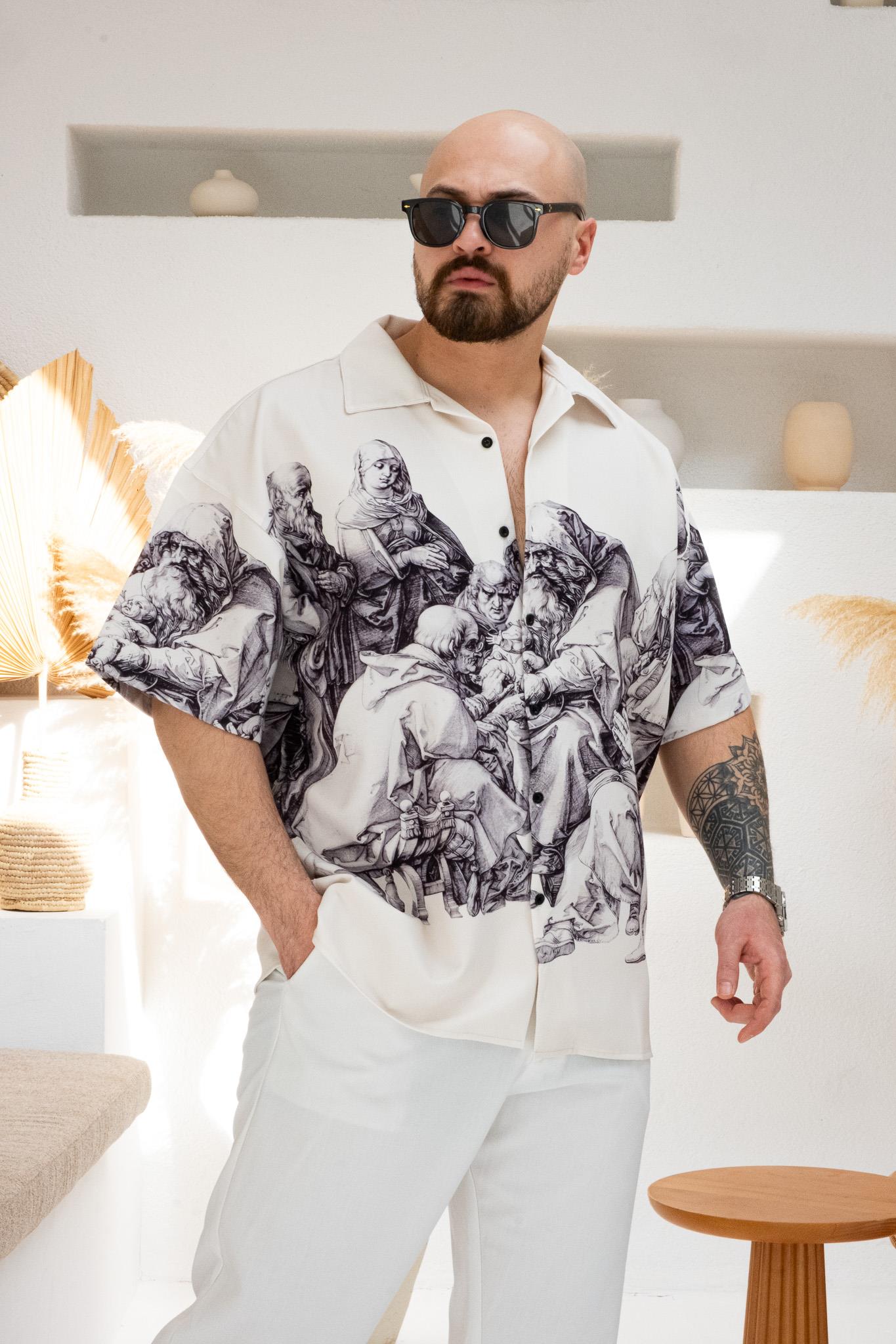 Desenli Dubble Hürrem Kumaş Oversize Gömlek (GM74)