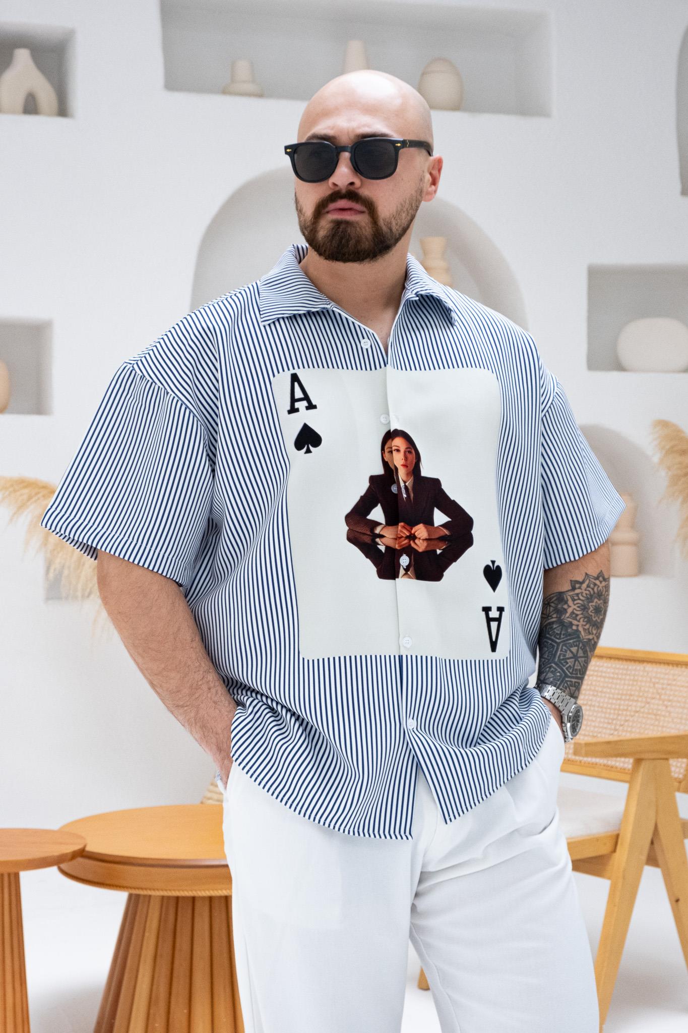 Desenli Dubble Hürrem Kumaş Oversize Gömlek (GM73)