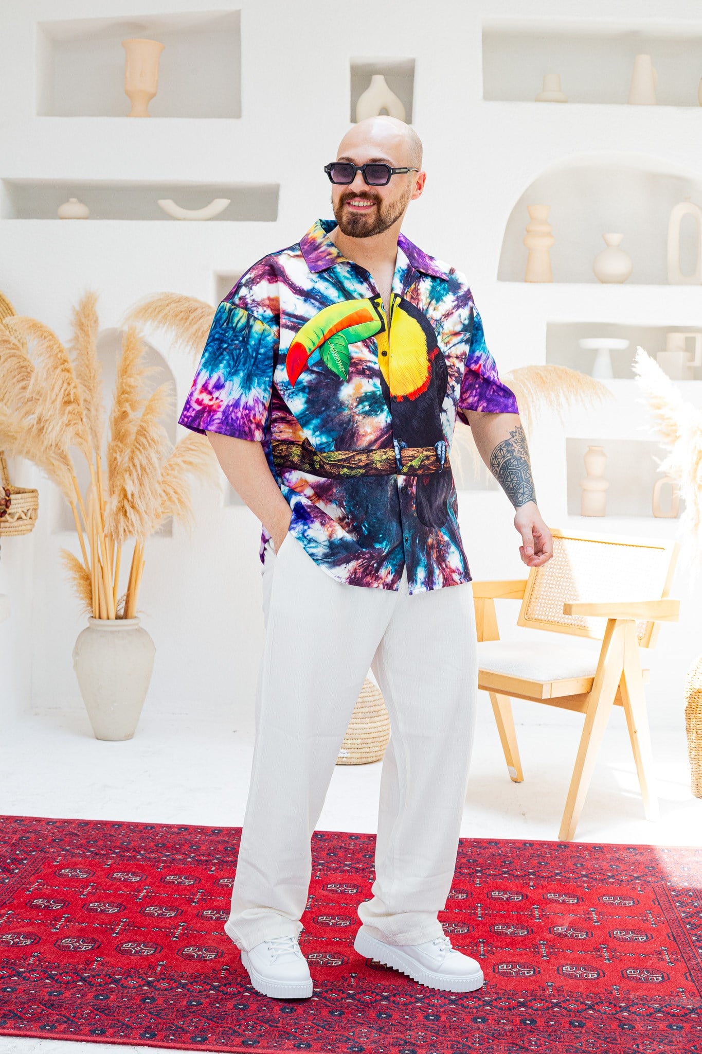 Desenli Dubble Hürrem Kumaş Oversize Gömlek (GM128)