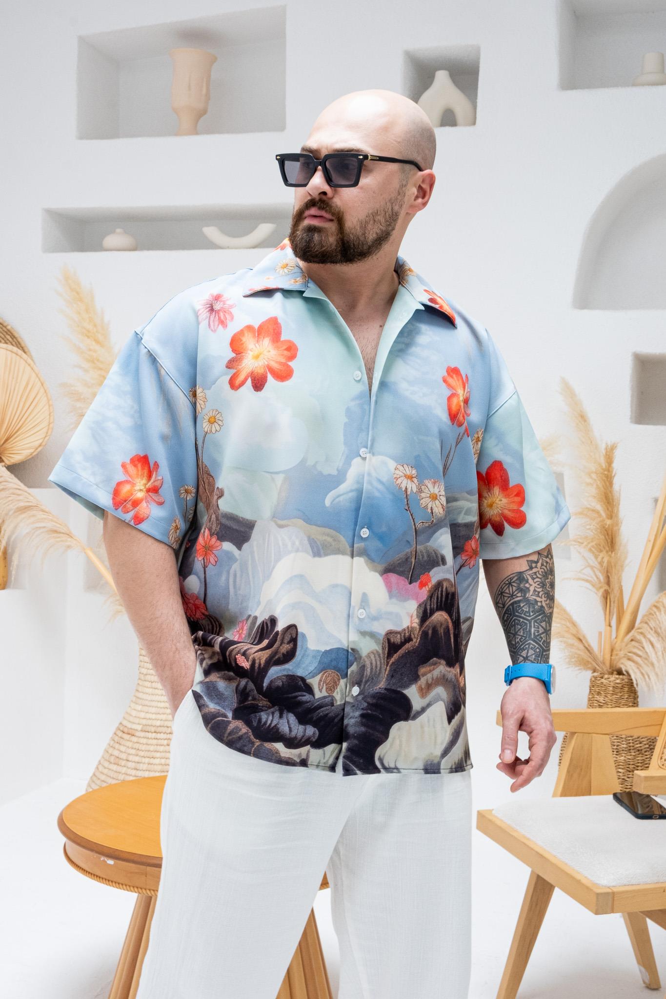 Desenli Dubble Hürrem Kumaş Oversize Gömlek (GM93)