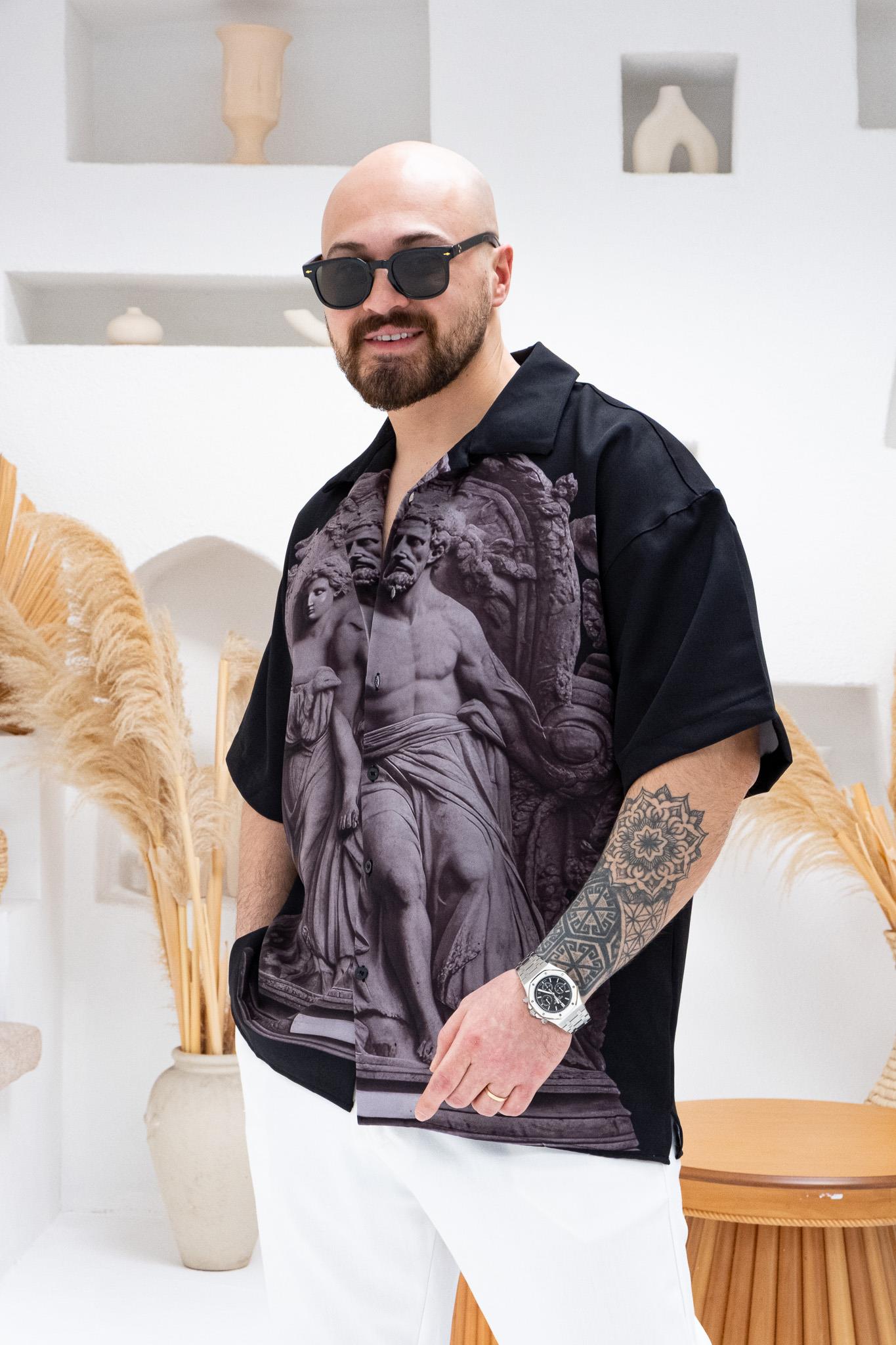 Desenli Dubble Hürrem Kumaş Oversize Gömlek (GM75)