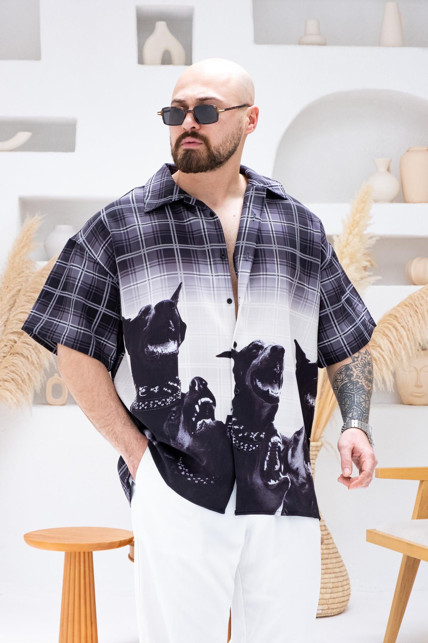 Desenli Dubble Hürrem Kumaş Oversize Gömlek (GM72)