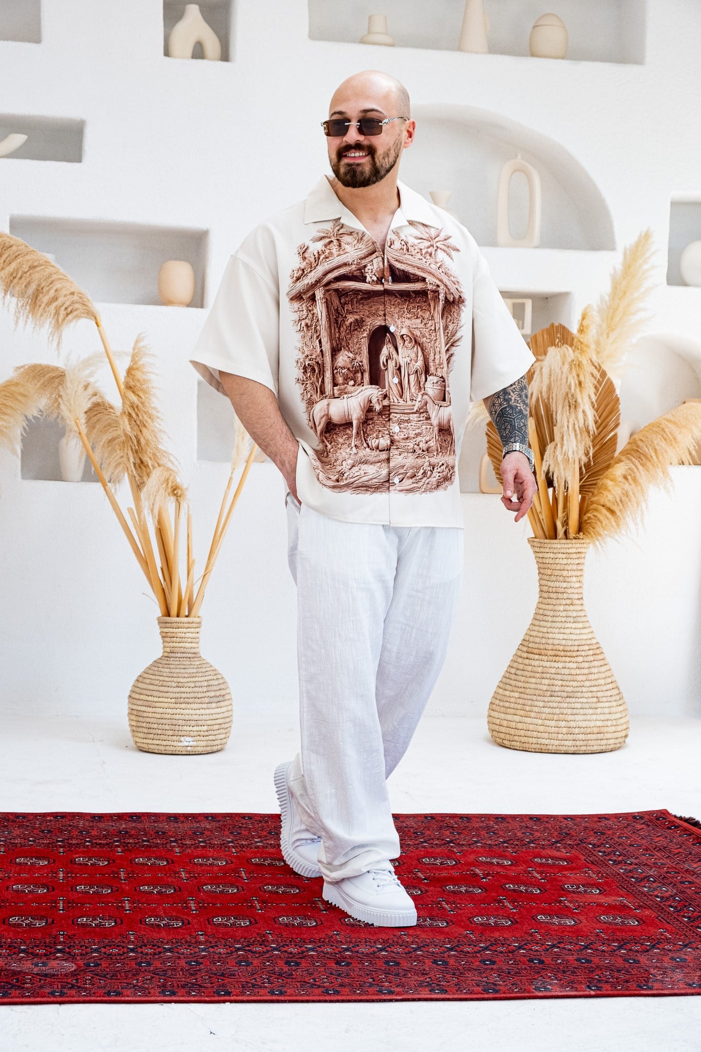 Desenli Dubble Hürrem Kumaş Oversize Gömlek (GM123)