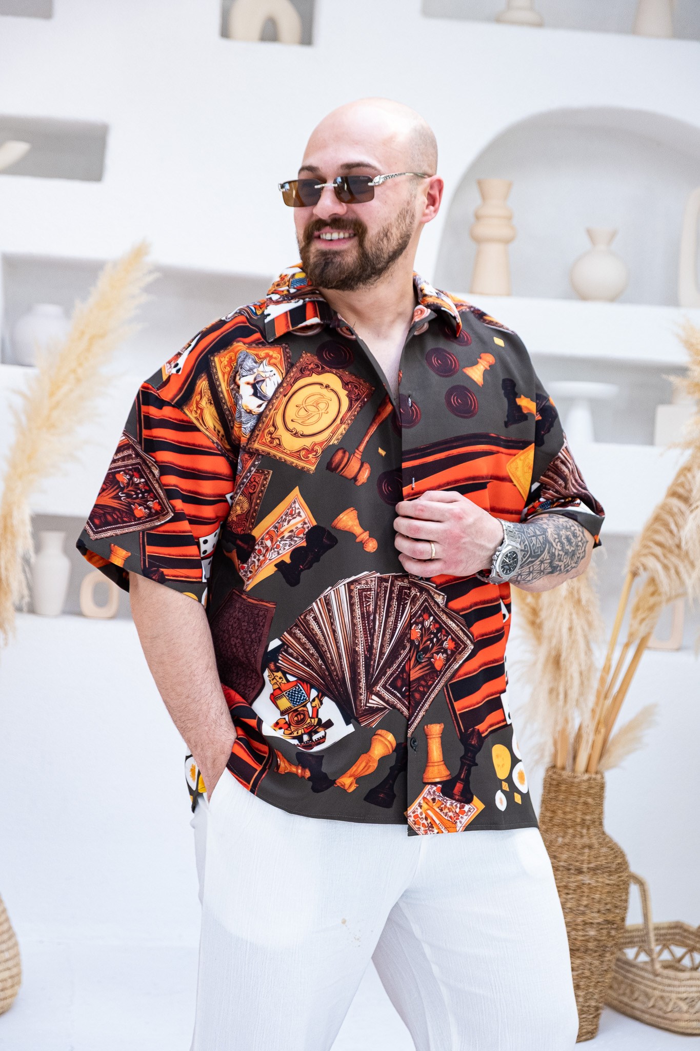 Desenli Dubble Hürrem Kumaş Oversize Gömlek (GM111)