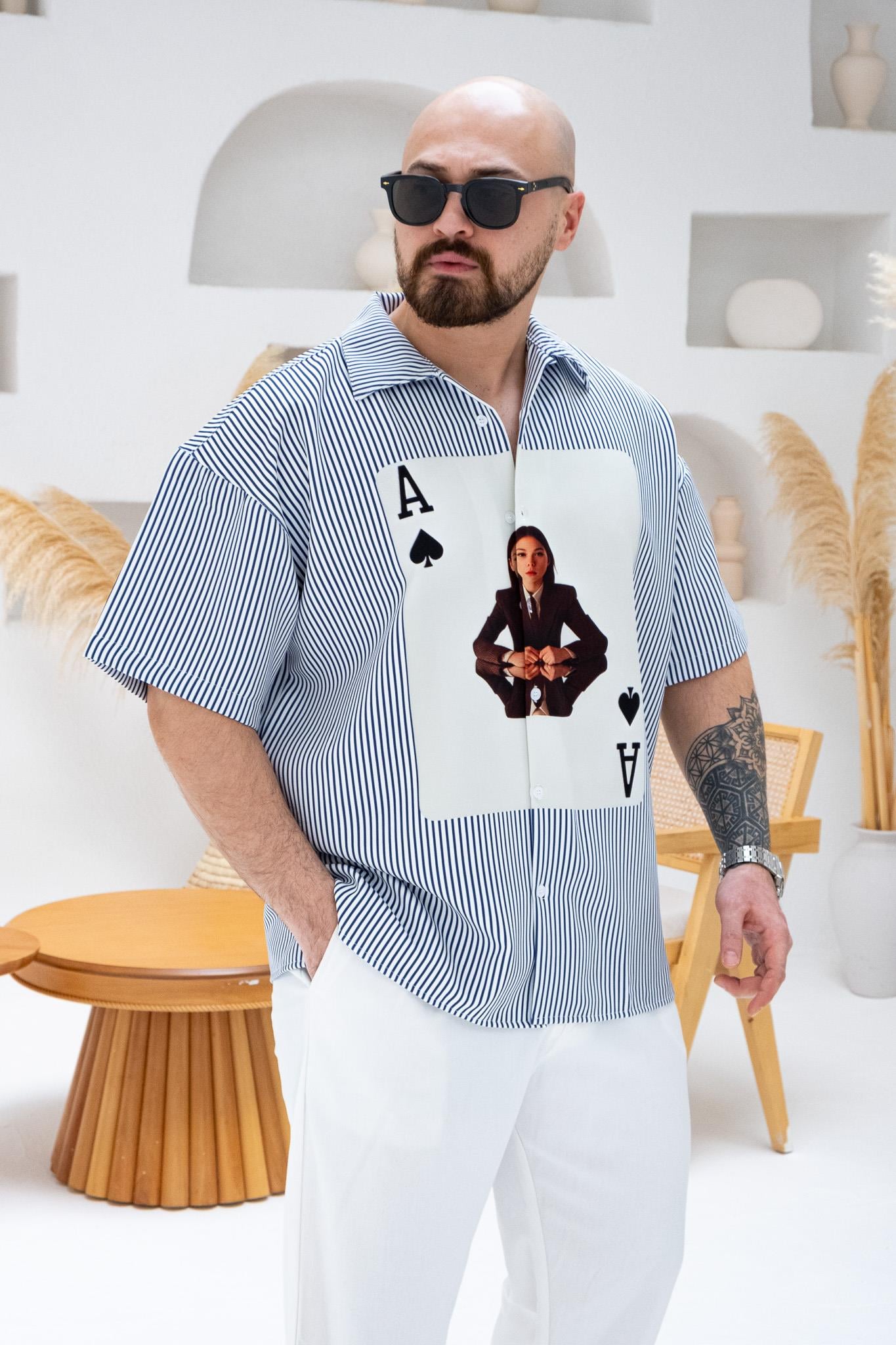 Desenli Dubble Hürrem Kumaş Oversize Gömlek (GM73)