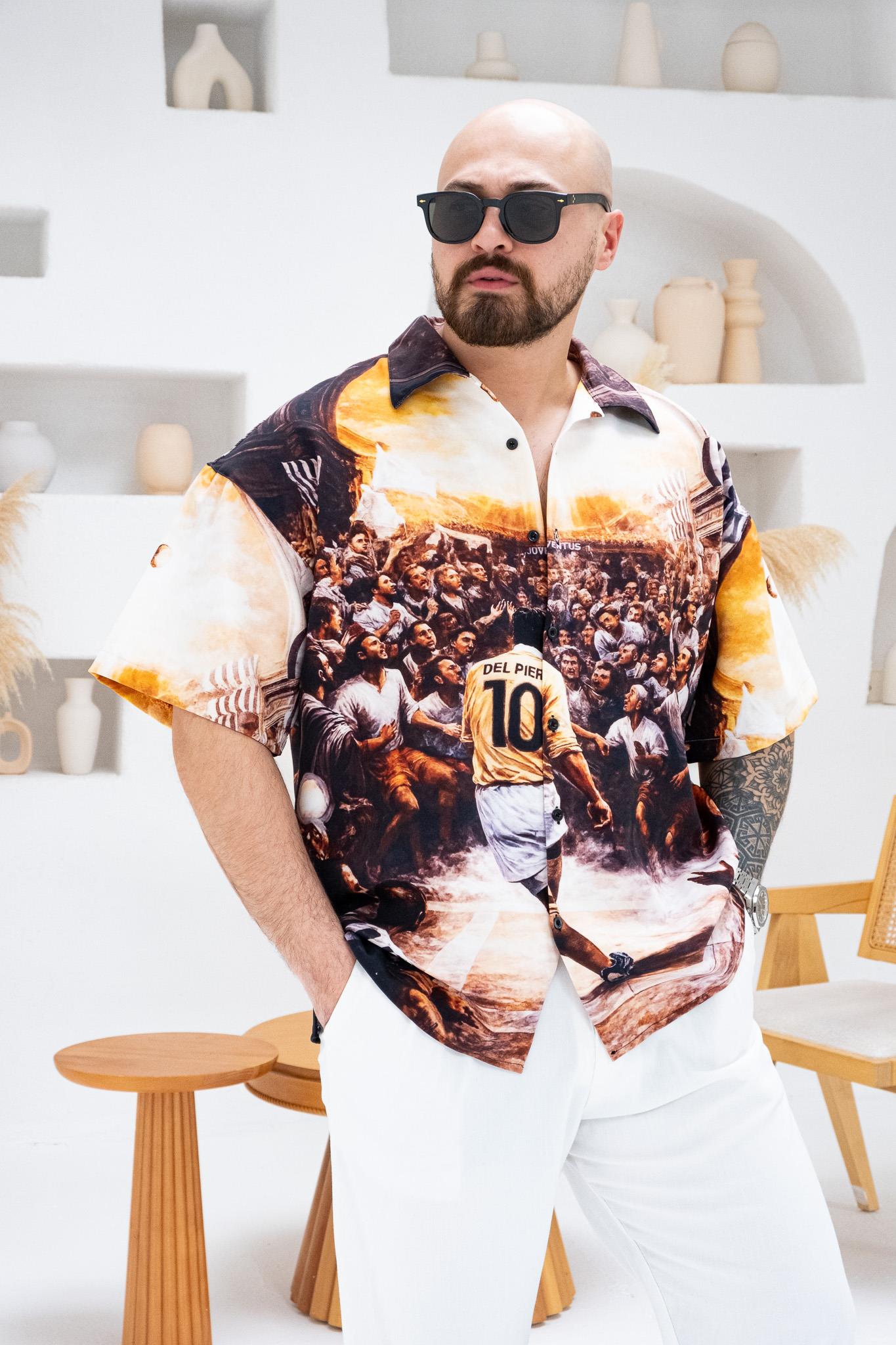 Desenli Dubble Hürrem Kumaş Oversize Gömlek (GM76)