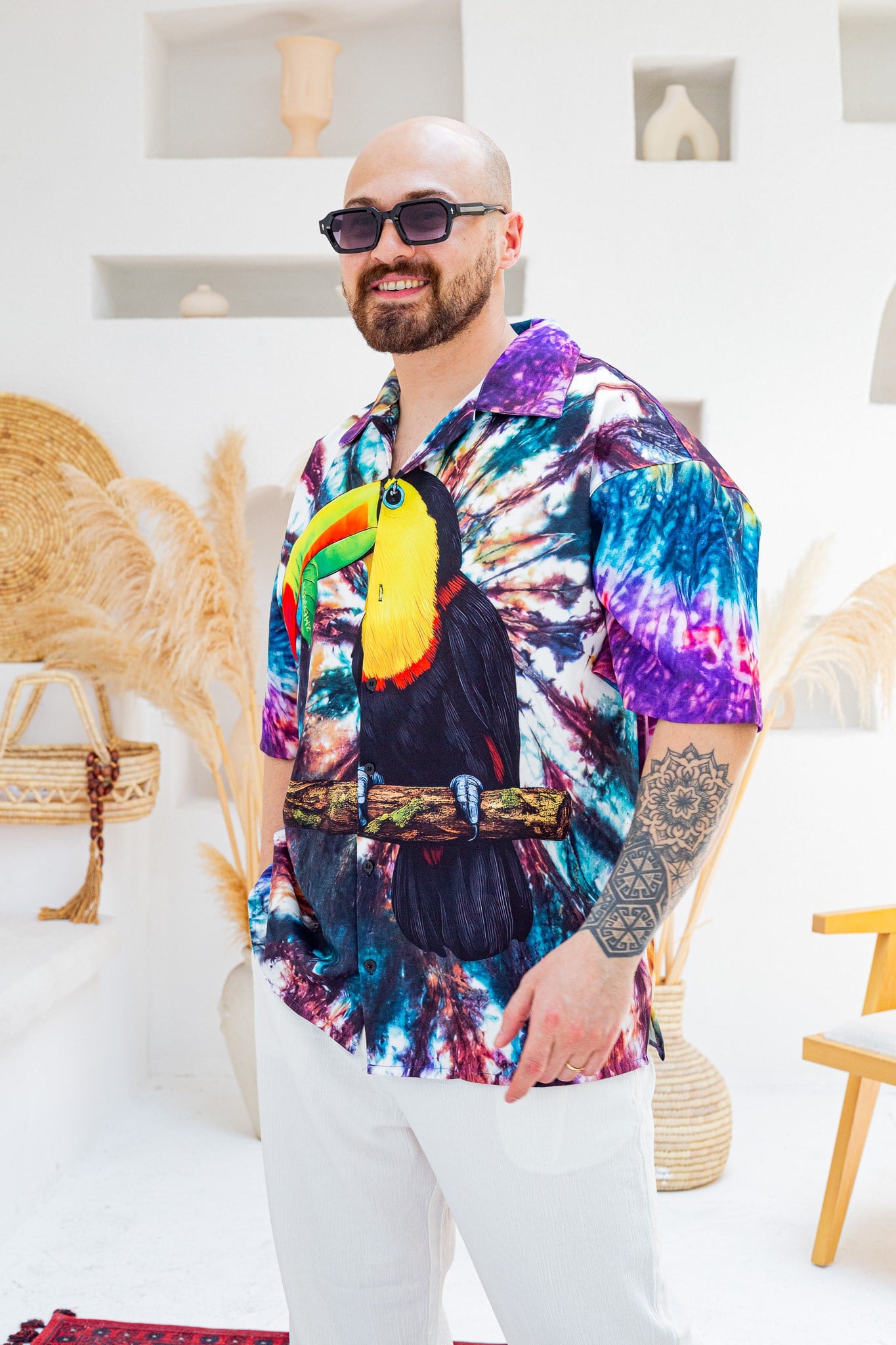 Desenli Dubble Hürrem Kumaş Oversize Gömlek (GM128)