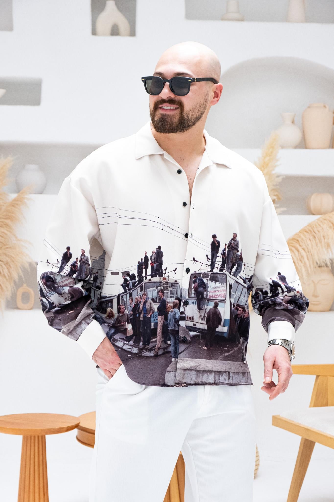 Desenli Dubble Hürrem Kumaş Oversize Gömlek (GM77)