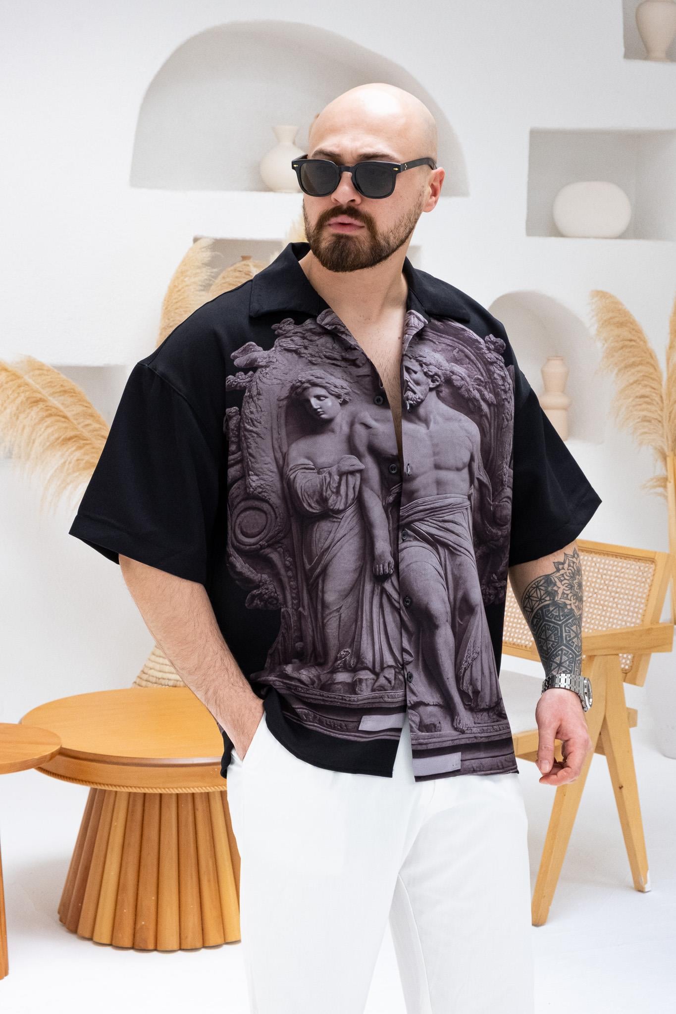 Desenli Dubble Hürrem Kumaş Oversize Gömlek (GM75)