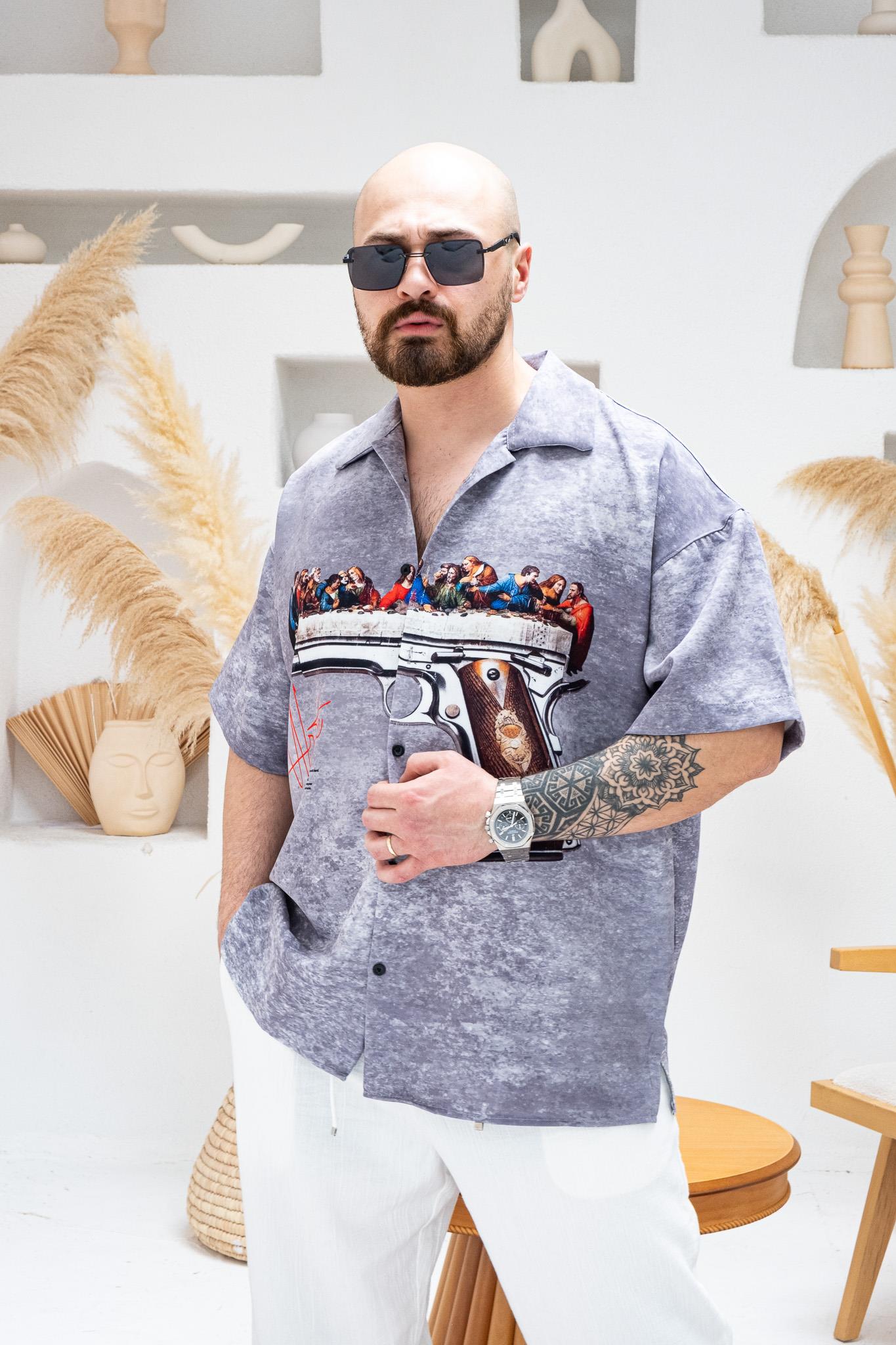 Desenli Dubble Hürrem Kumaş Oversize Gömlek (GM101)