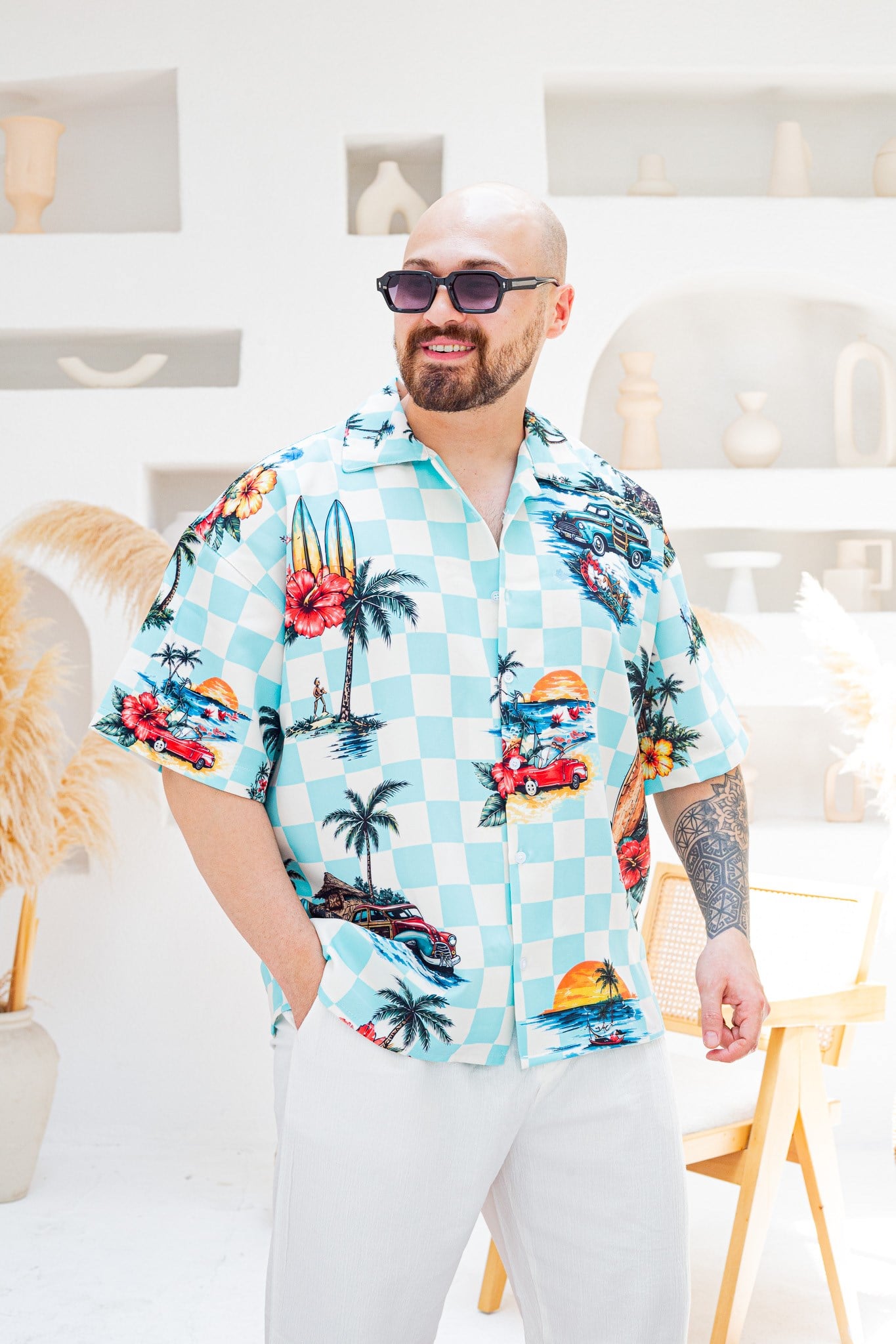 Desenli Dubble Hürrem Kumaş Oversize Gömlek (GM127)