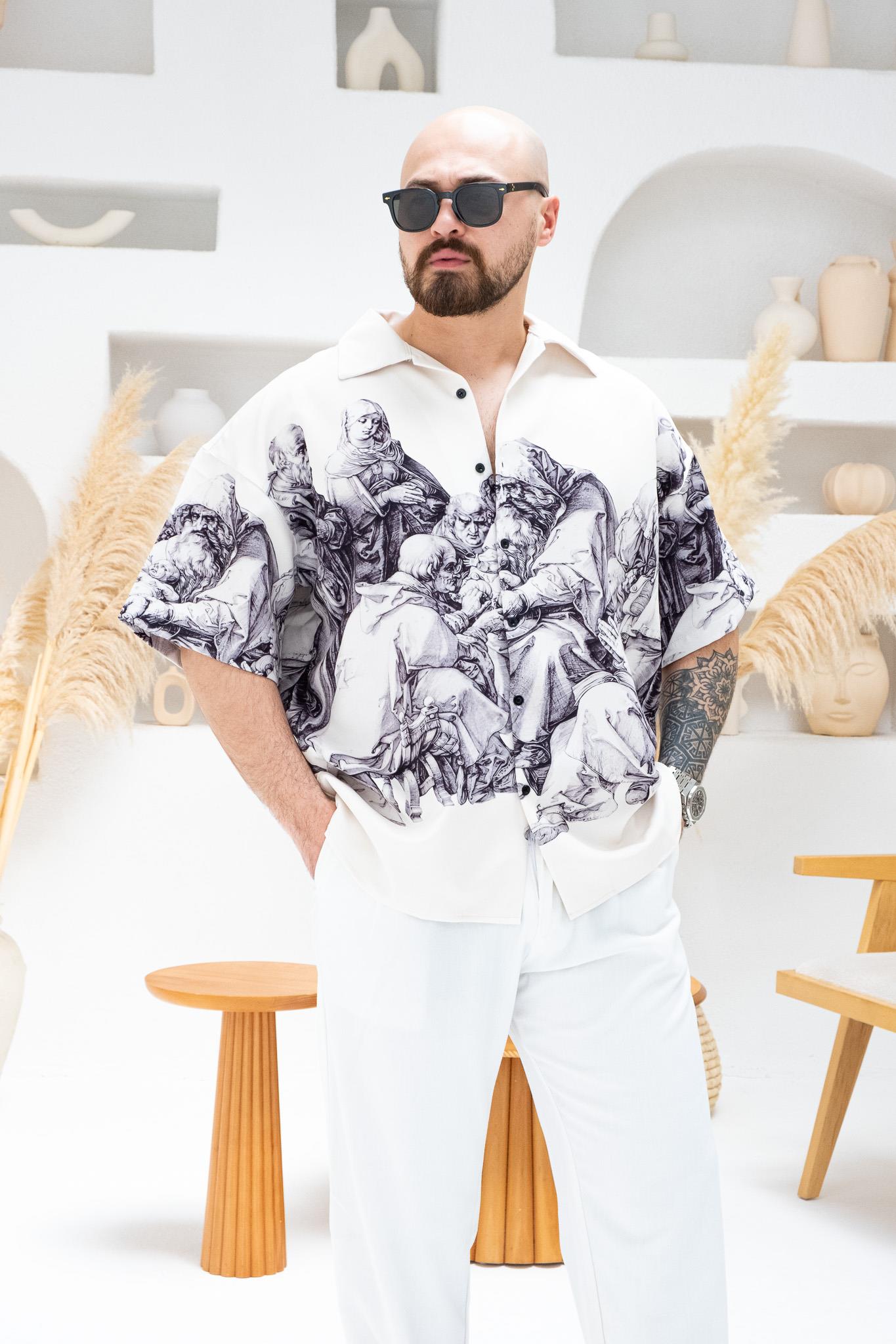Desenli Dubble Hürrem Kumaş Oversize Gömlek (GM74)