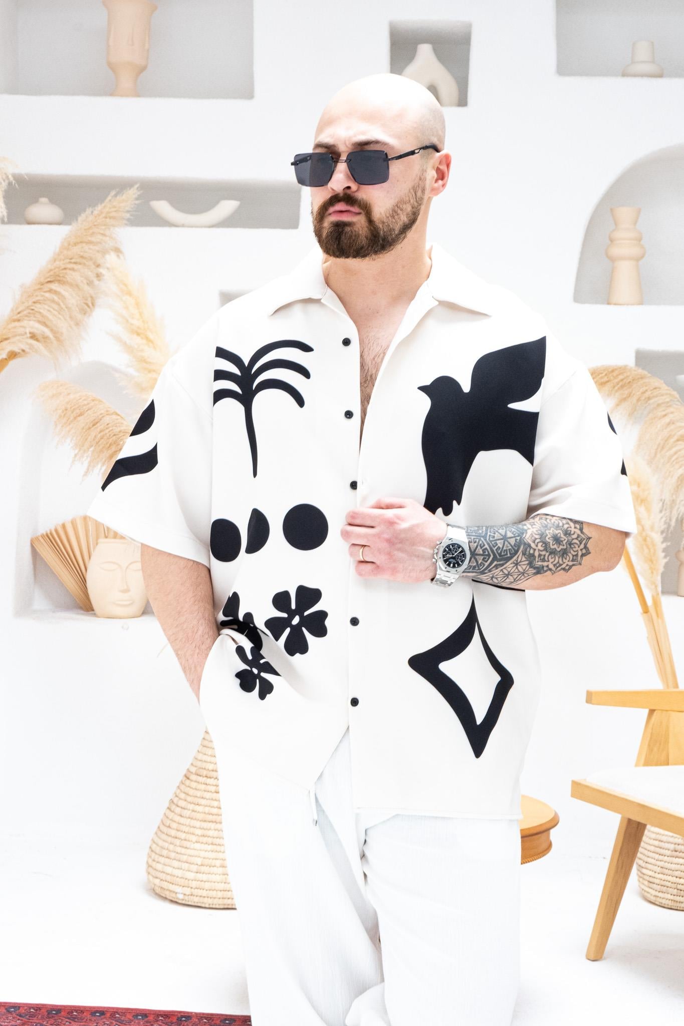 Desenli Dubble Hürrem Kumaş Oversize Gömlek (GM102)