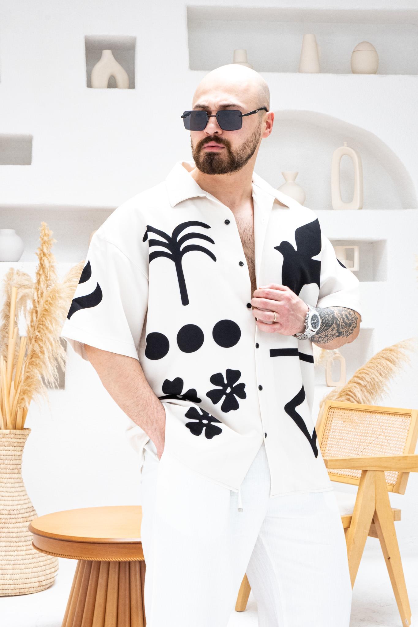 Desenli Dubble Hürrem Kumaş Oversize Gömlek (GM102)