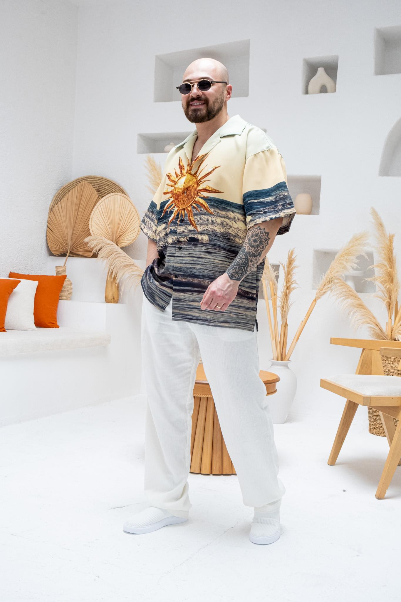 Desenli Dubble Hürrem Kumaş Oversize Gömlek (GM95)