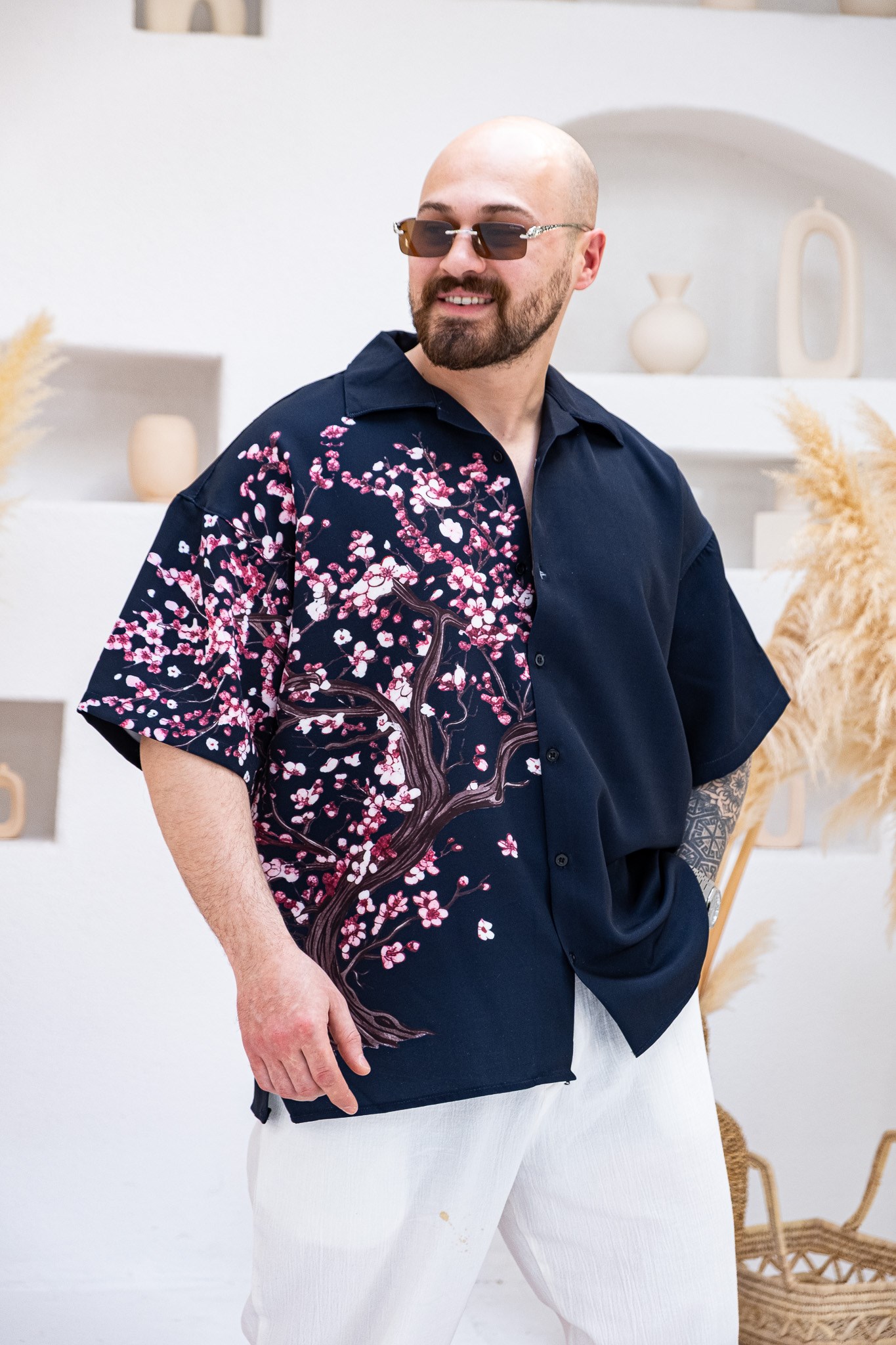 Desenli Dubble Hürrem Kumaş Oversize Gömlek (GM114)