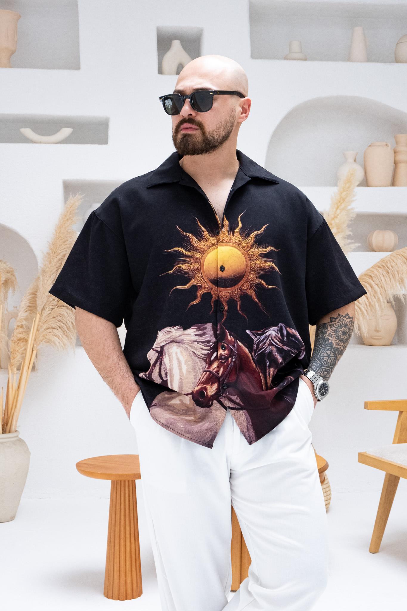 Desenli Dubble Hürrem Kumaş Oversize Gömlek (GM71)