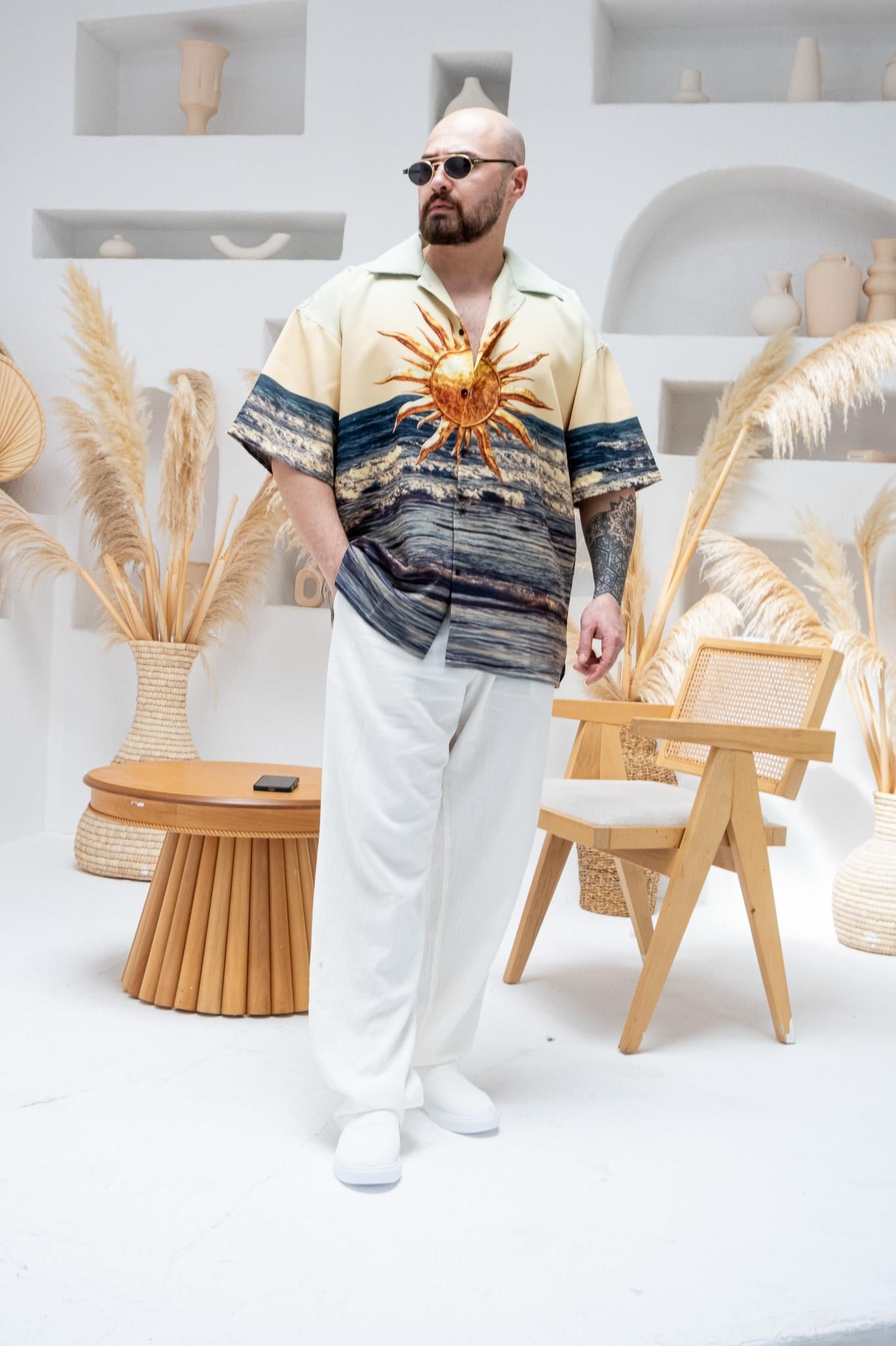 Desenli Dubble Hürrem Kumaş Oversize Gömlek (GM95)